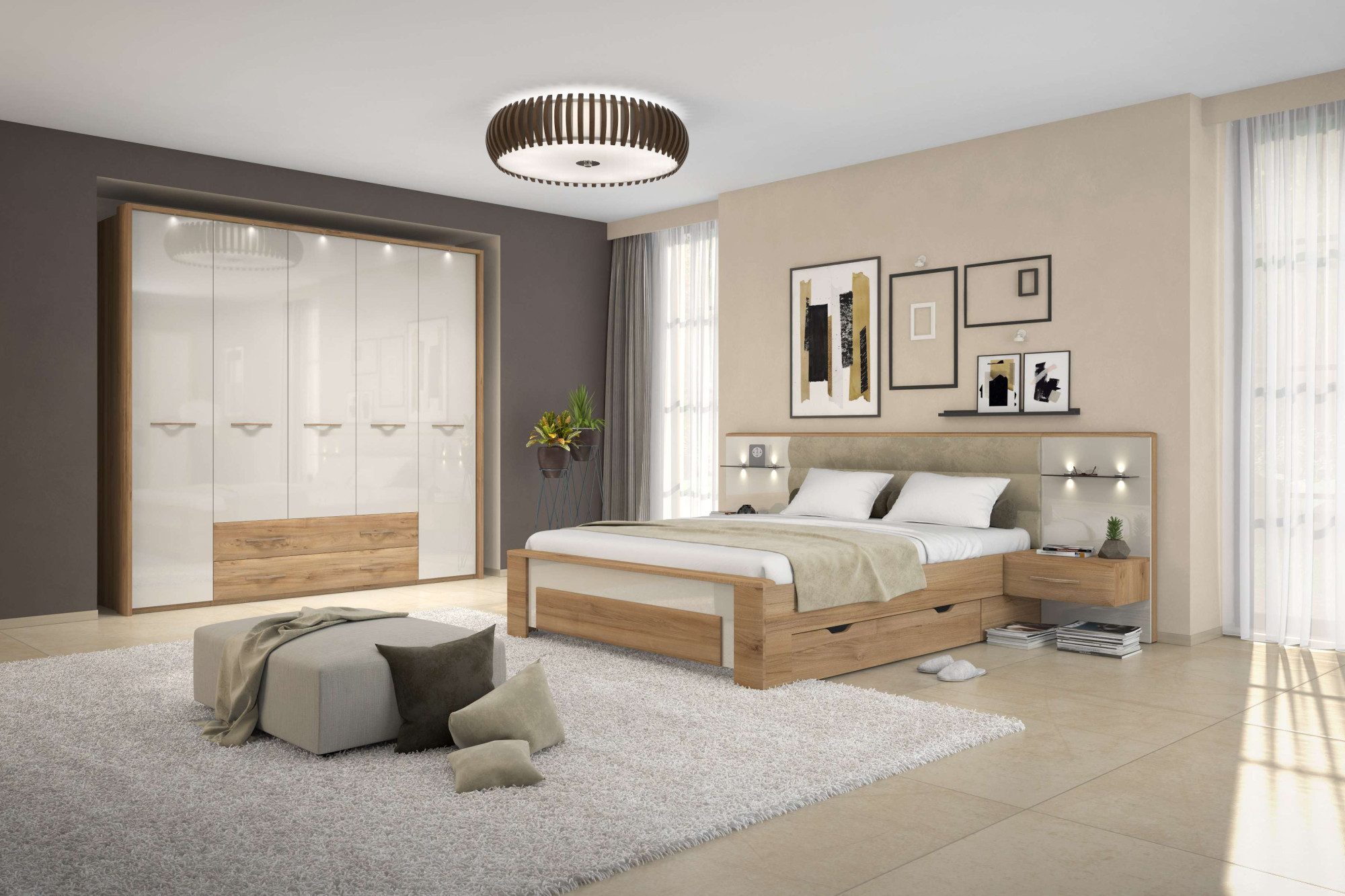 Home affaire Kleiderschrank Gala, beige hochglänzend günstig online kaufen