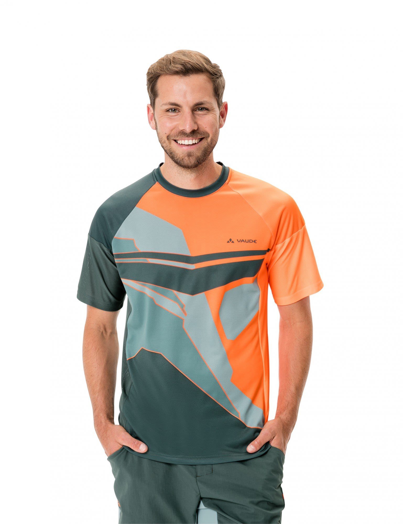 VAUDE T-Shirt Vaude Mens Moab Herren T-shirt Orange Neon Kurzarm-Shirt Vi