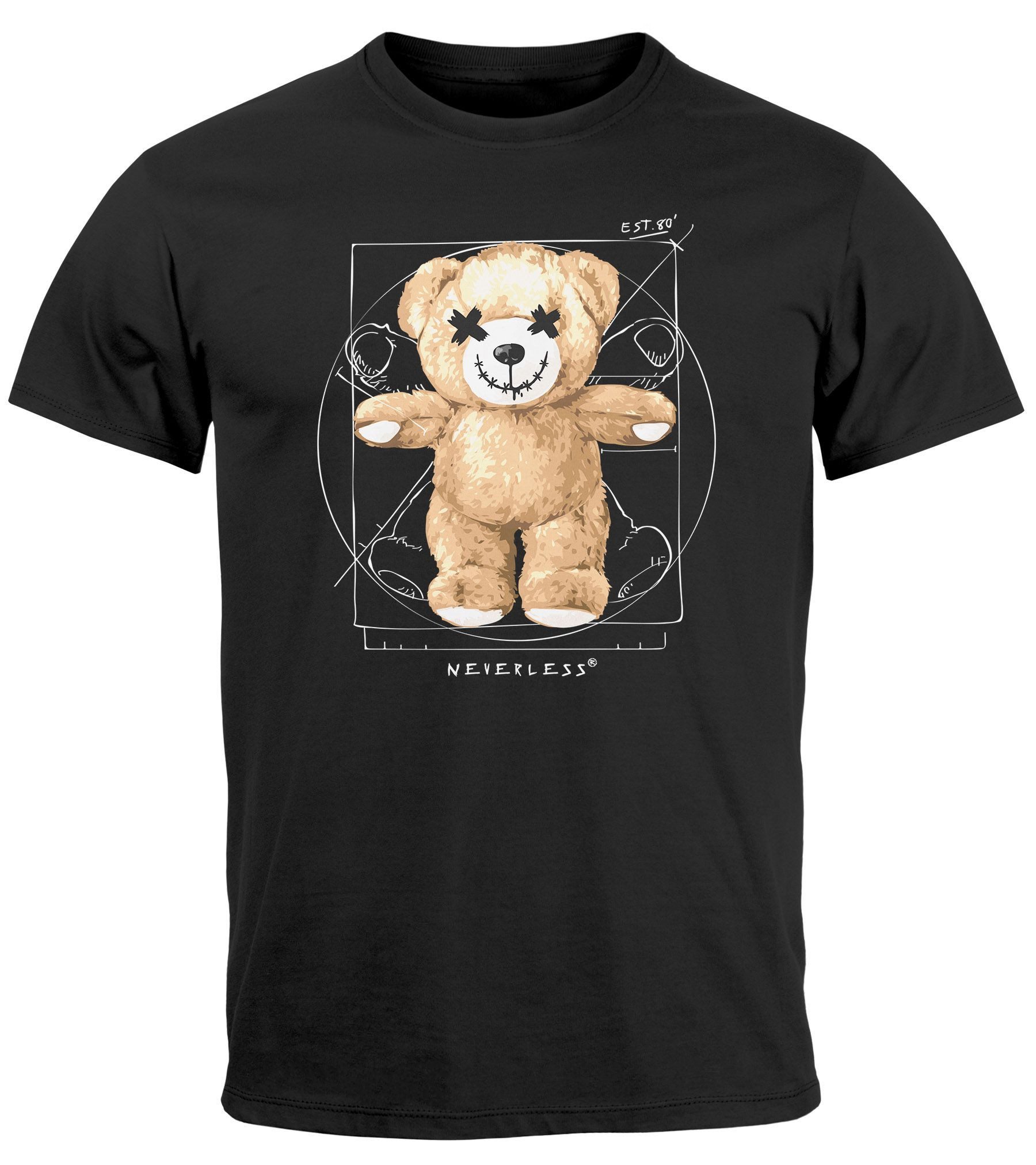 Neverless Print-Shirt Herren T-Shirt Print Teddy günstig online kaufen