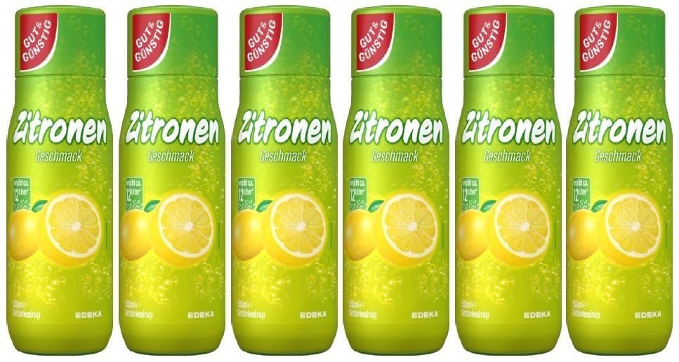 6er Günstig Sirup & 0,5L Gut (500ml) Pack Trinkflasche 00402244 Zitrone