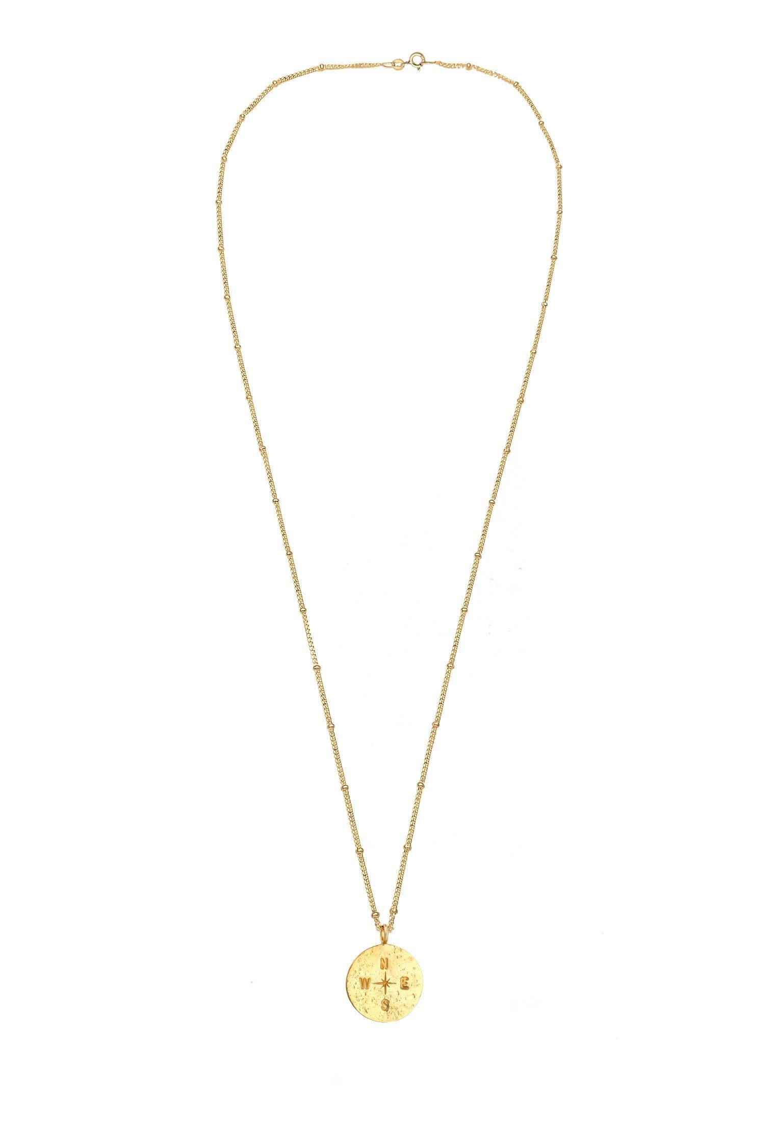 Elli Kette mit Anhänger Kompass Plättchen Vintage Antik 925 Silber