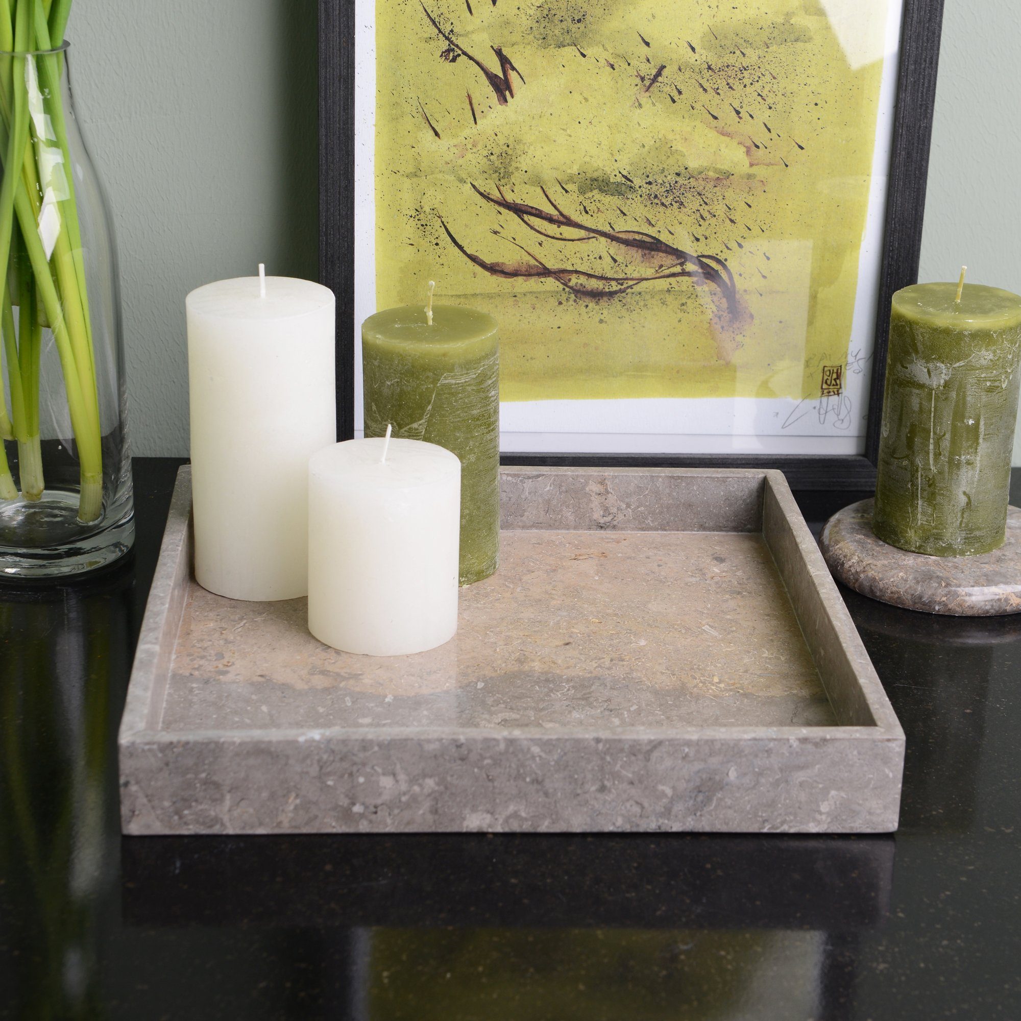 wohnfreuden Dekotablett Marmor Tablett 30 cm grau quadratisch, 32997 günstig online kaufen