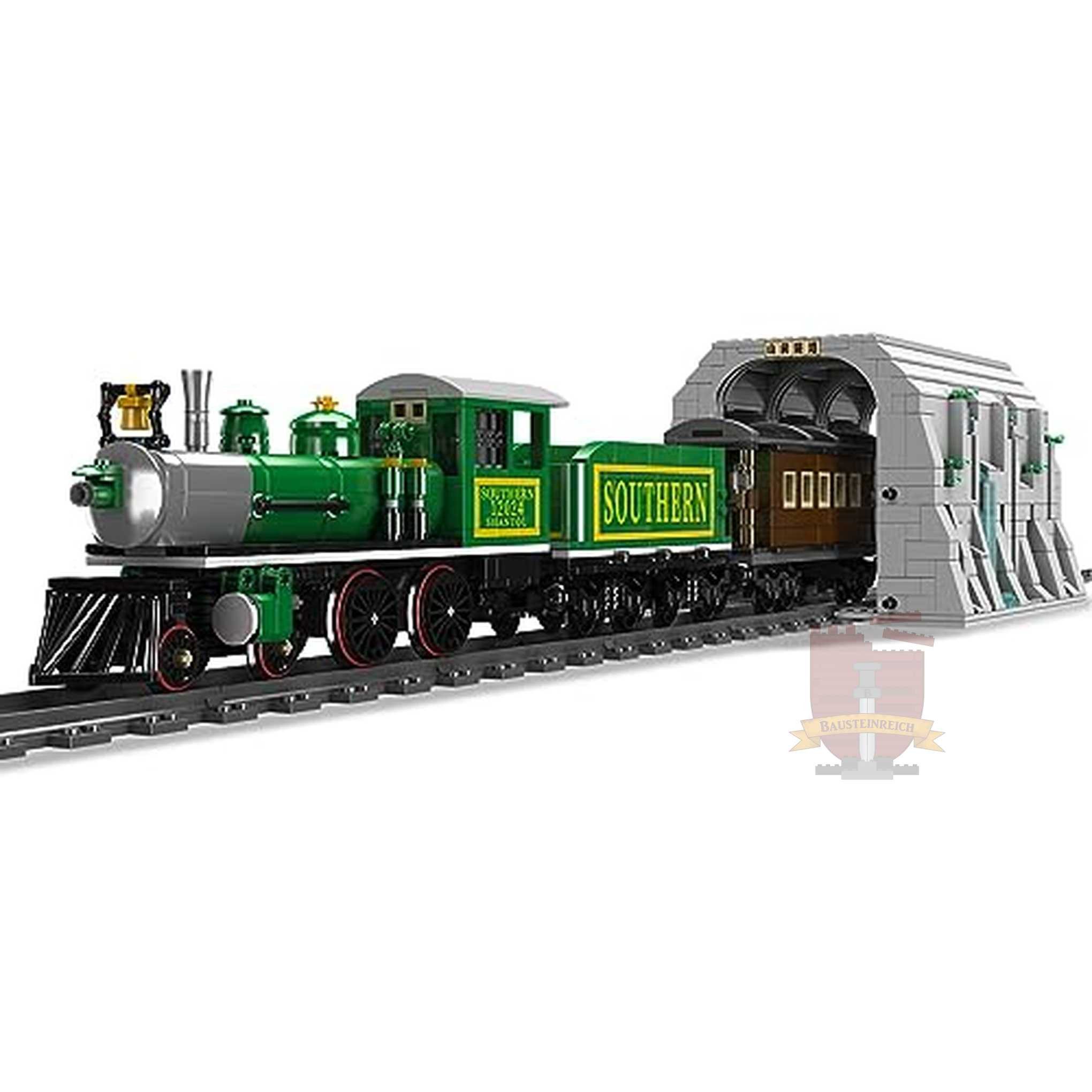 Mould King 12024 - 440 Dampflokomotive mit Tunnel (Mould King) Klemmbausteine Spielbausteine