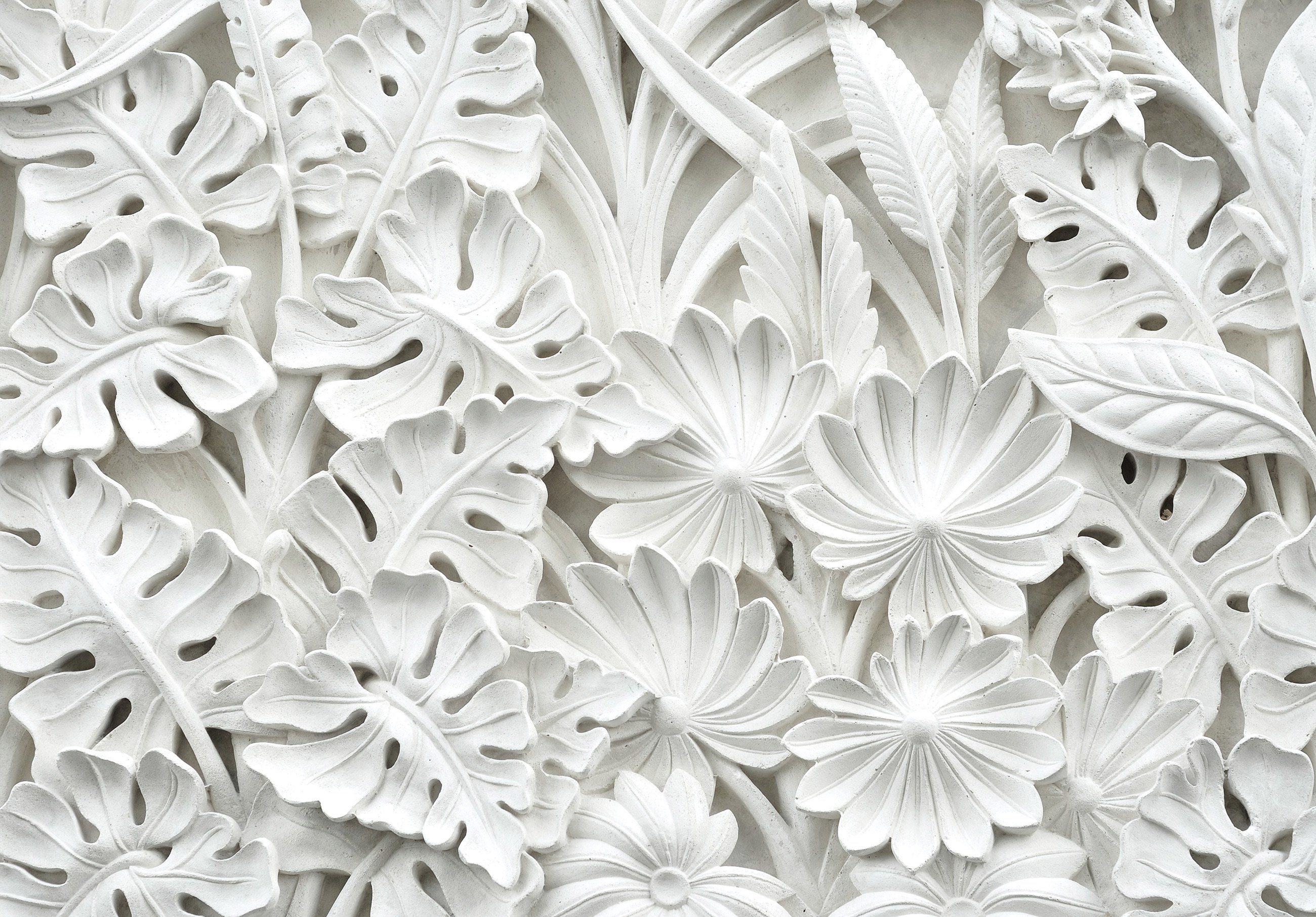 Wallarena Fototapete 3D EFFEKT Blumen weiß Abstrakt Moderne Vlies Tapete für Wohnzimmer oder Schlafzimmer Vliestapete Wandtapete Motivtapete, Glatt, Blumen, Vliestapete inklusive Kleister