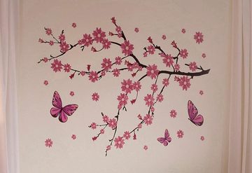 Wall-Art Wandtattoo Kirschblüten mit Schmetterlingen, selbstklebend, entfernbar