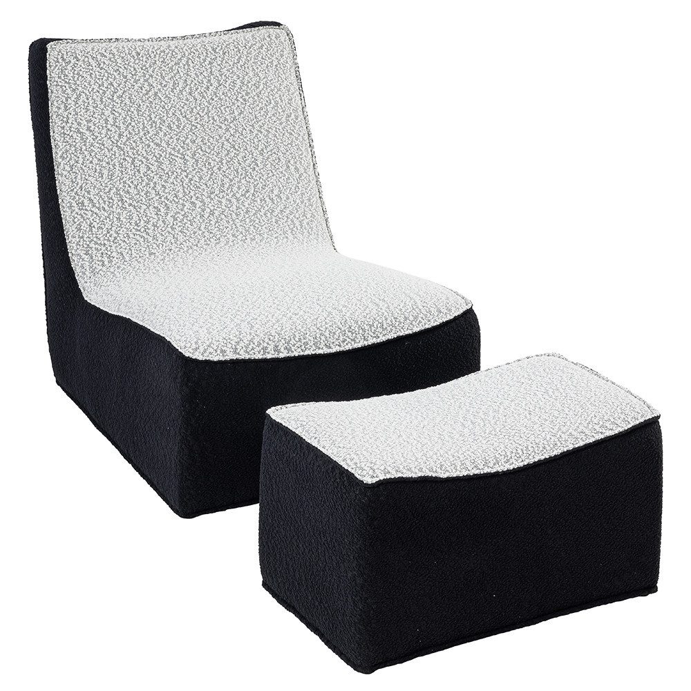 Better Home Relaxsessel 2tlg. Tatami-Sessel mit Hocker -Schwarz/Weiß