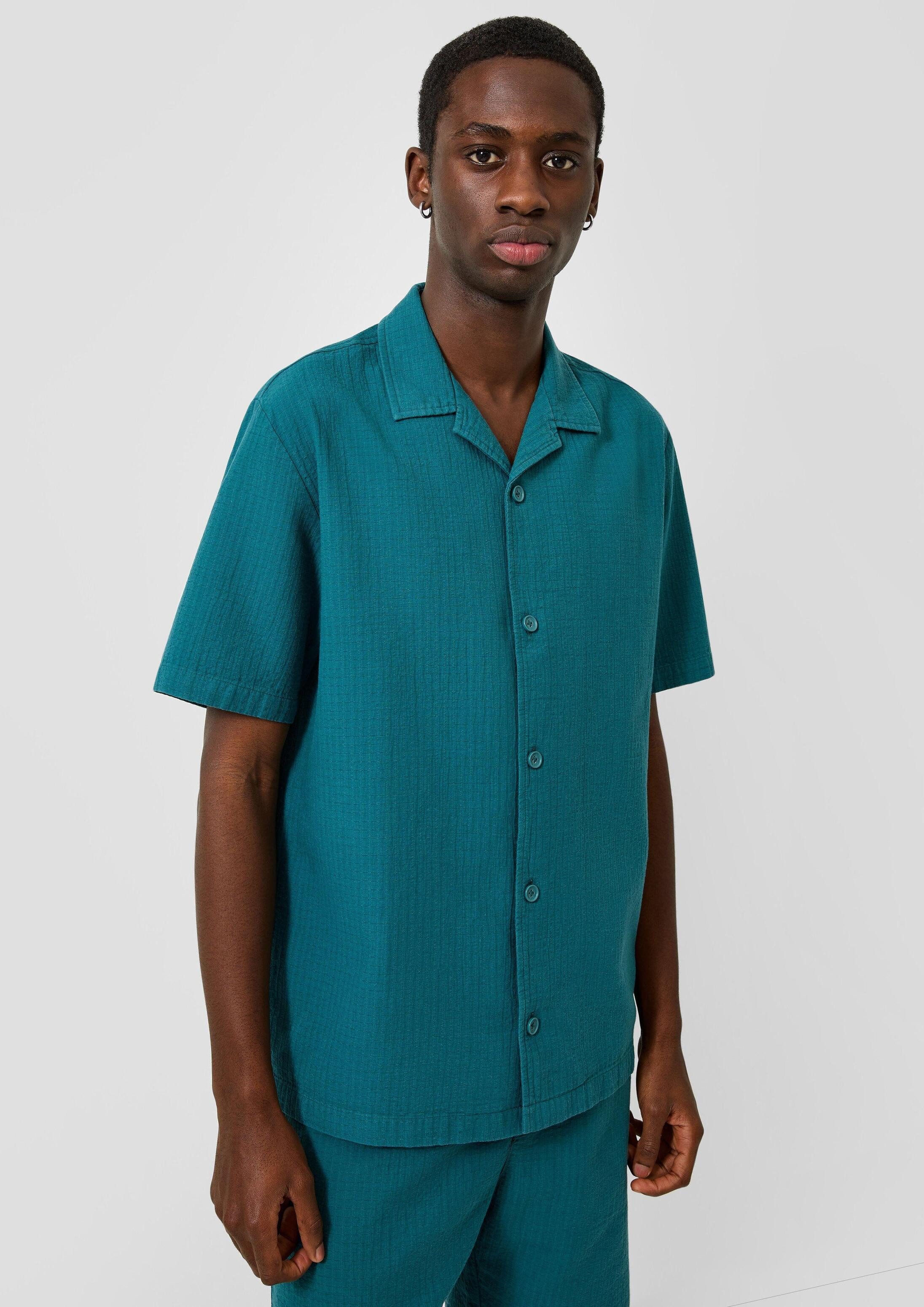 QS Kurzarmhemd Hemd Resort Fit: Kurzarmhemd mit Struktur