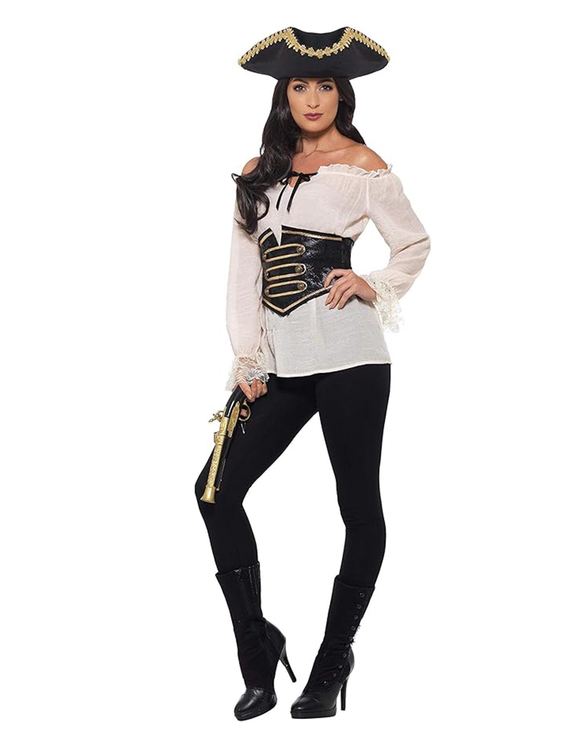 Smiffys Piraten-Kostüm Piratenbluse für Damen mit Gürtel Karnevalskostüm we günstig online kaufen