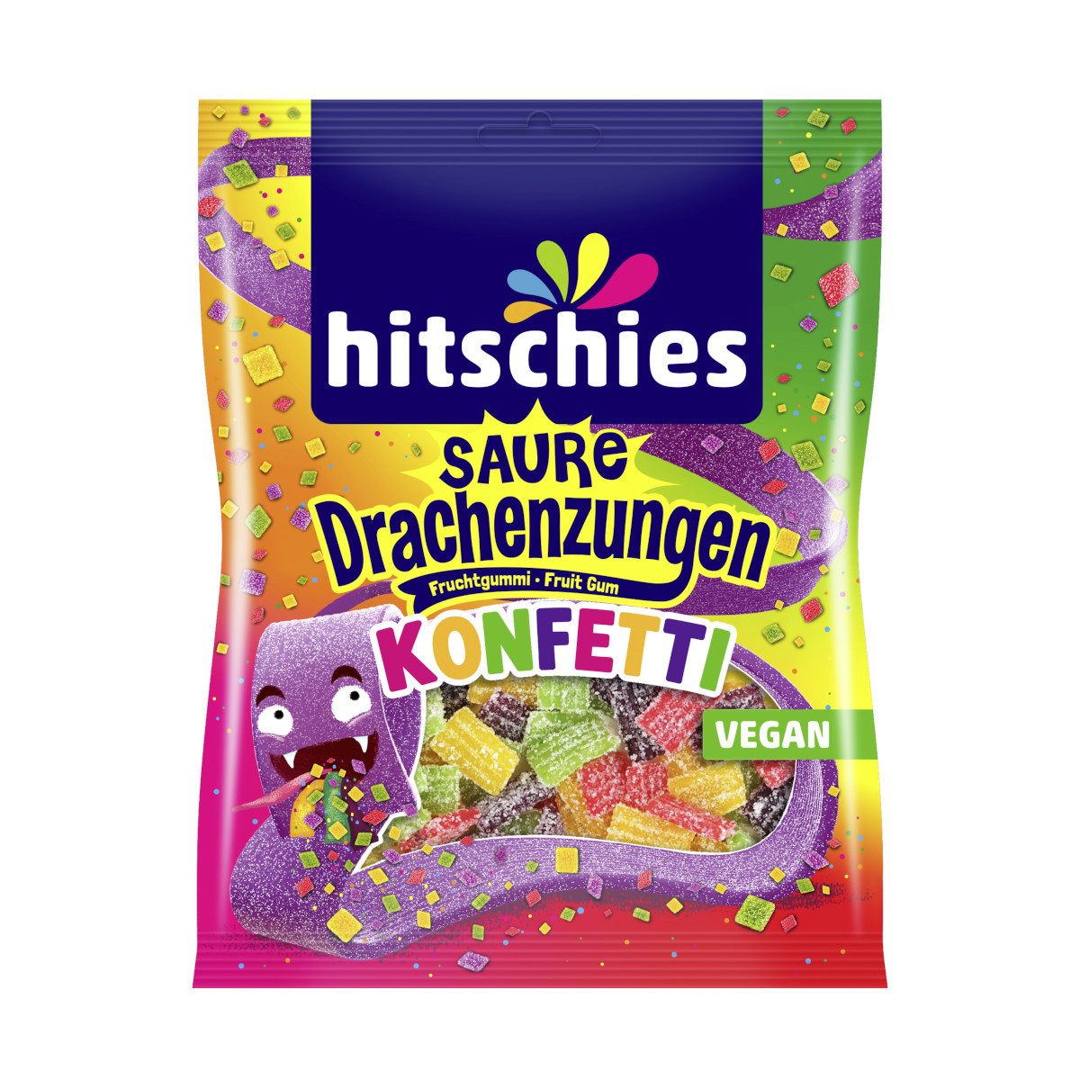 hitschies Süßigkeit, Hitschies Saure Drachenzungen Konfetti Saures Fruchtgummi 125g
