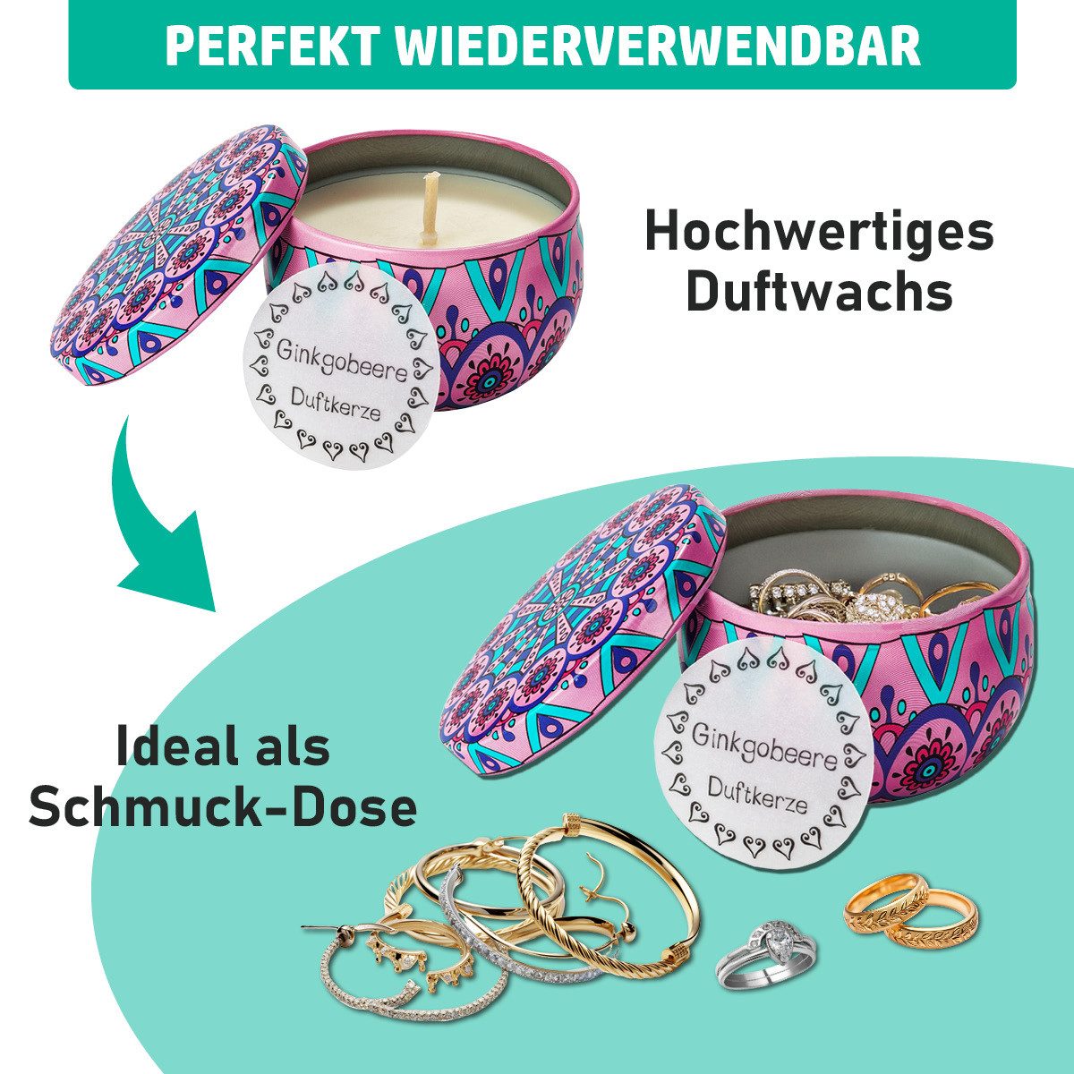 BRAST Adventskalender Knobel & Mini-Spiele Duftkerzen Werkzeug-Set oder Garten-Utensilien (7 Varianten zur Auswahl, 24-tlg), Mini Duftkerzen, dekorative Metalld – Bild 5 von 5
