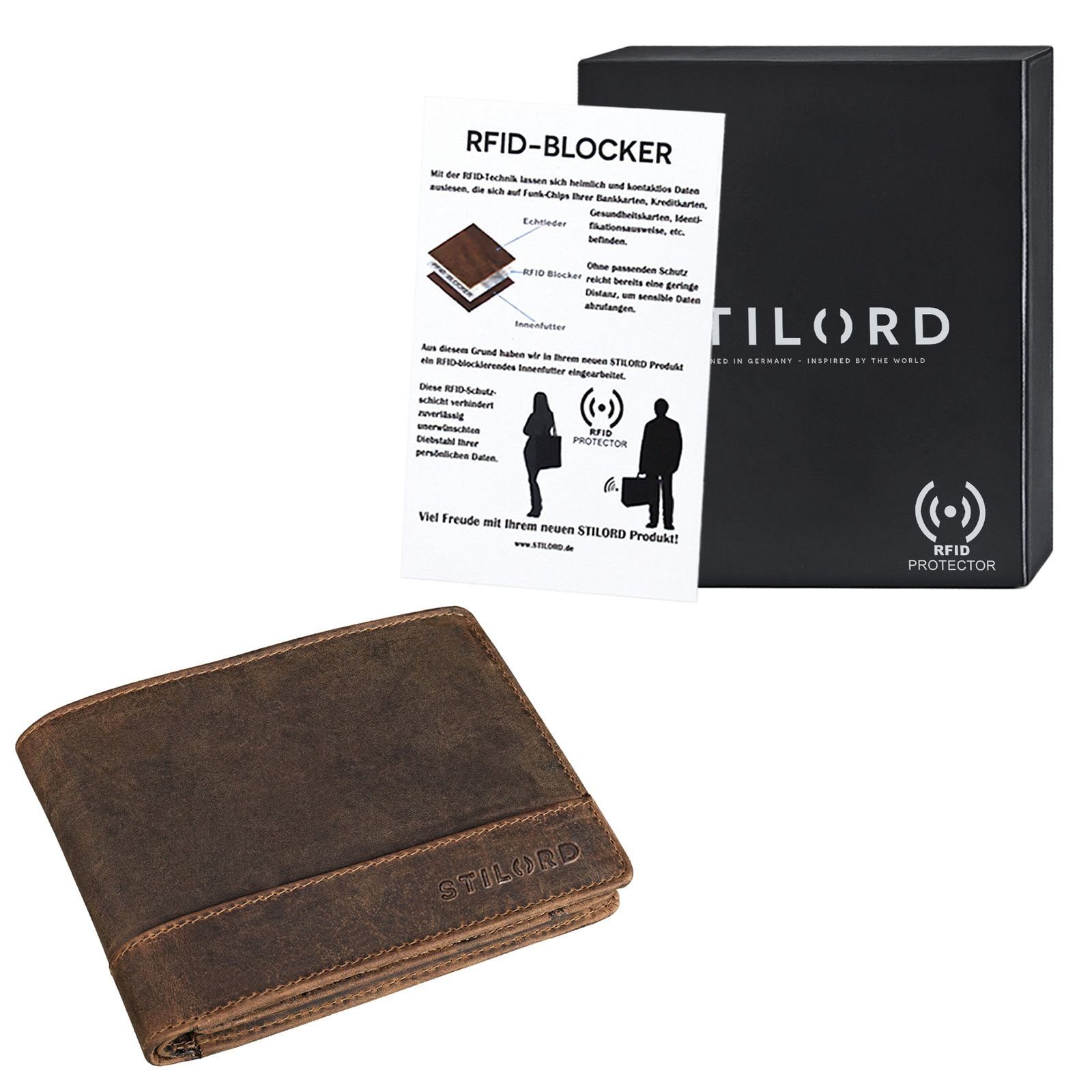 STILORD Geldbörse "Lucius" Vintage Herren Geldbörse Leder mit RFID Schutz