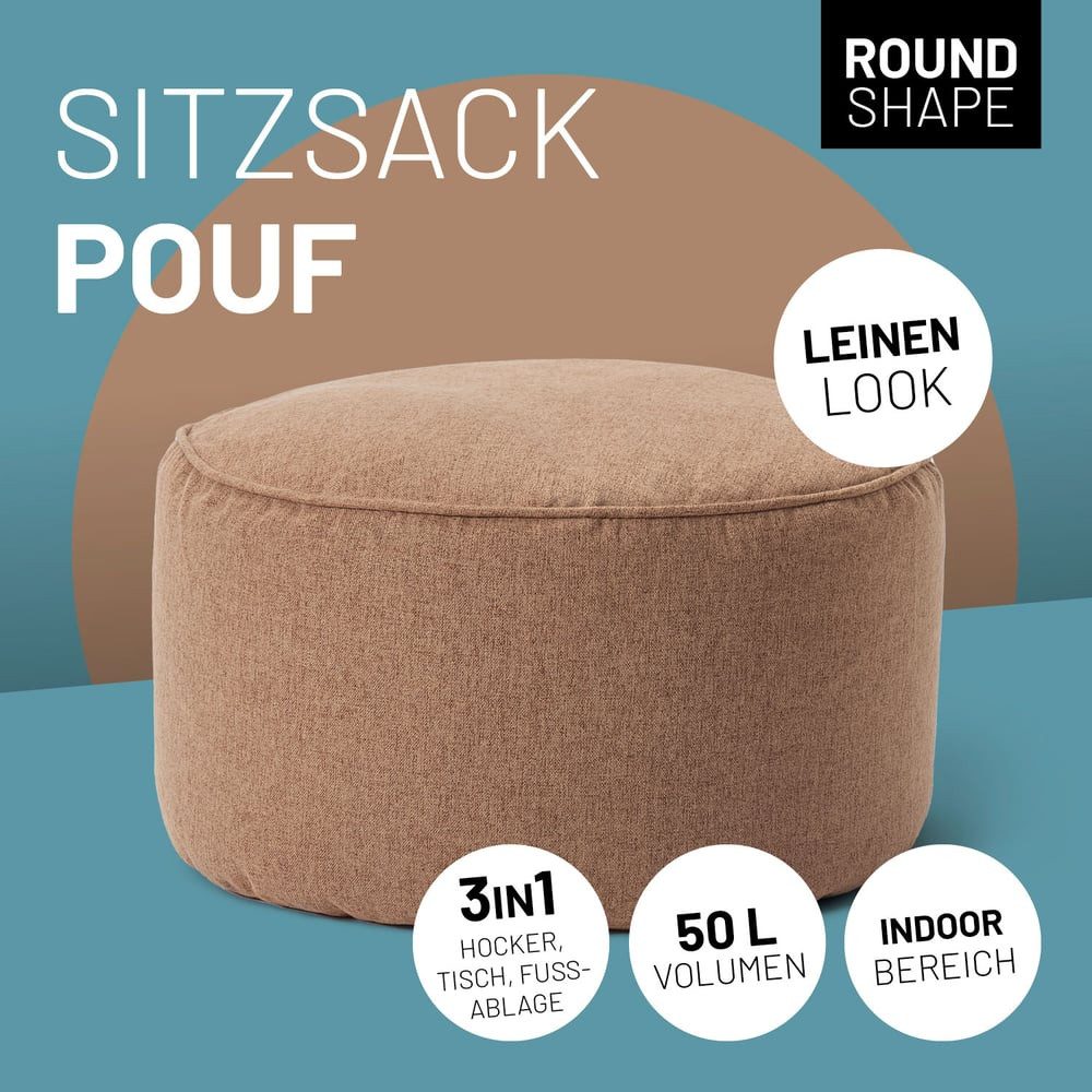 Lumaland Sitzsack Comfort Line Hocker 25x45cm, pflegeleicht Bodenkissen Bea günstig online kaufen