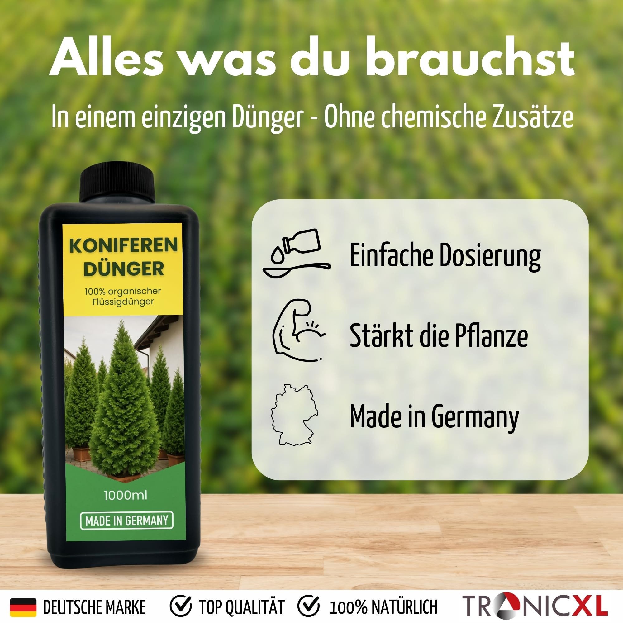 TronicXL Langzeitdünger 1L Langzeit Koniferendünger organisch Dünger Koniferen Flüssigdünger, Flüssigdünger, Douglasien Zedern Eibe, 1-St., Organischer 1 Liter, – Bild 5 von 5