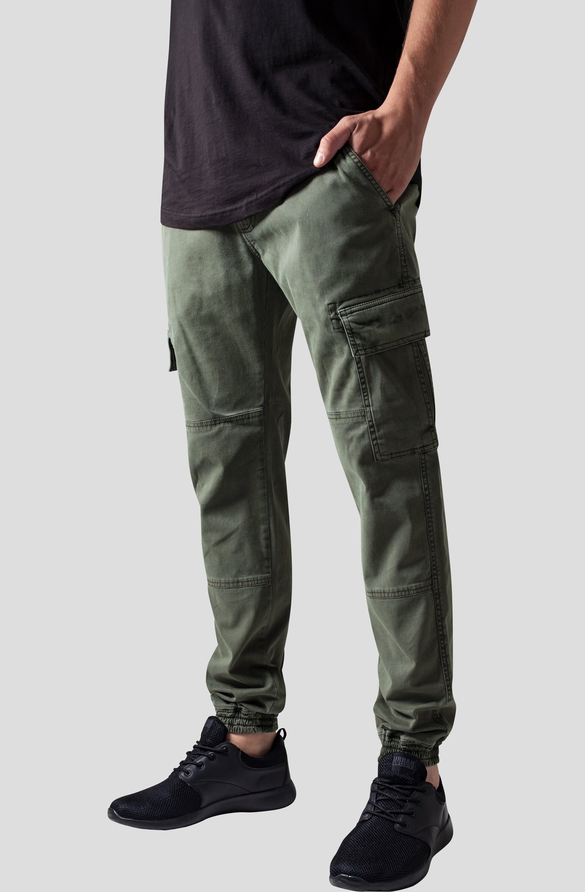 Twill Herren olive CLASSICS Cargohose URBAN Cargo Washed Pants Jogging (1-tlg)