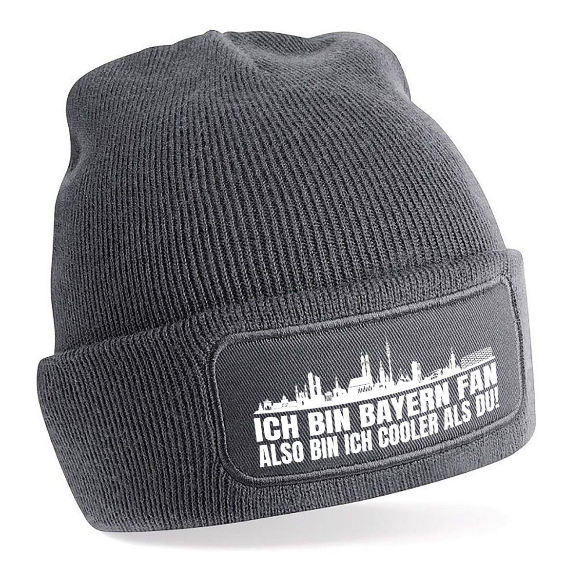 Herzbotschaft Beanie Strickmütze Beanie mit Spruch ICH BIN BAYERN FAN (Mütze mit Aufdruck, Skimütze) Unisex SoftTouch angenehm weiche und warme Wintermütze Einheitsgröße