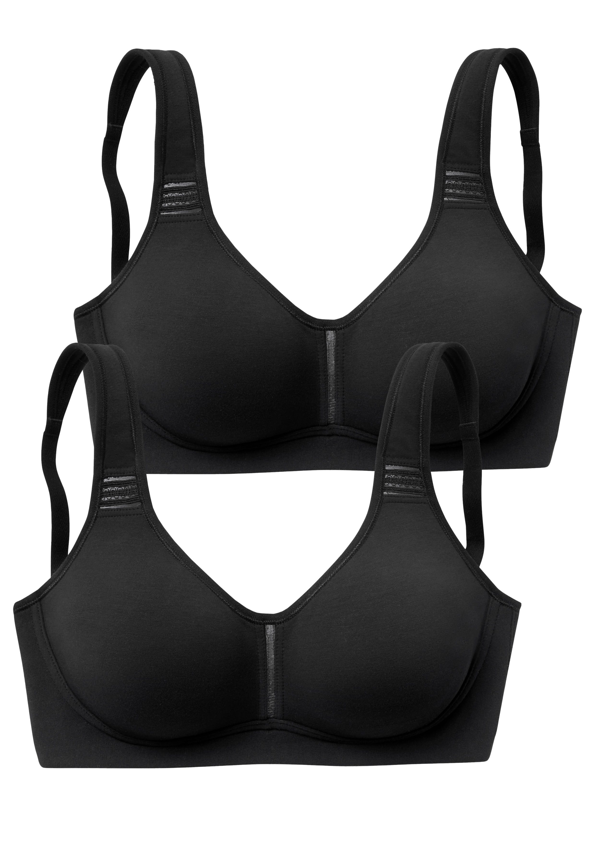 petite fleur by Lascana T-Shirt-BH, BH ohne Bügel, Baumwoll-BH, Soft-BH (Packung, 2 Stück) mit breiten Trägern, große Größen, bequemer BH – Bild 2 von 5