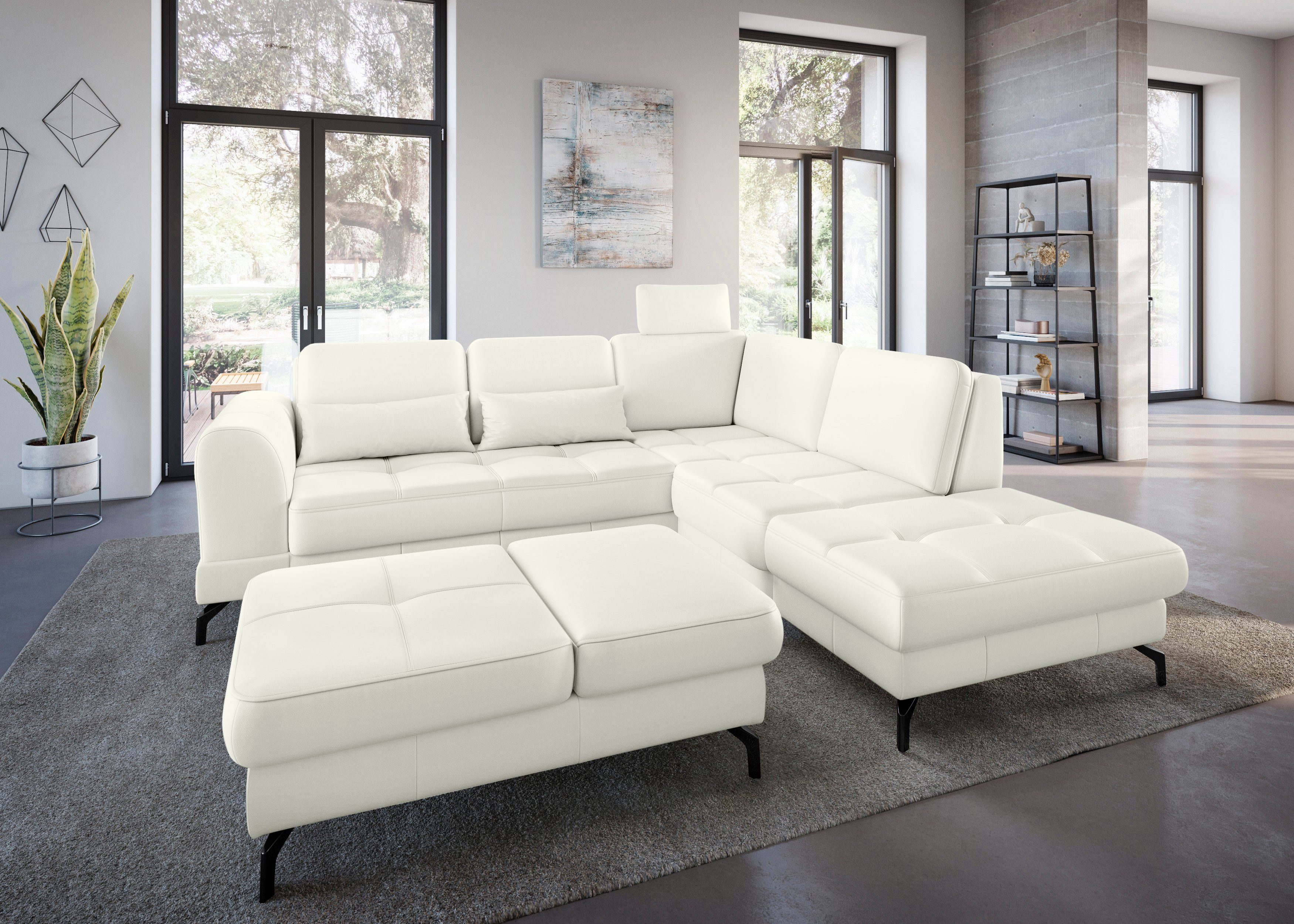sit&more Ecksofa Bendigo L-Form, inklusive Sitztiefenverstellung, Bodenfreiheit 12 cm, in 2 Fußfarben