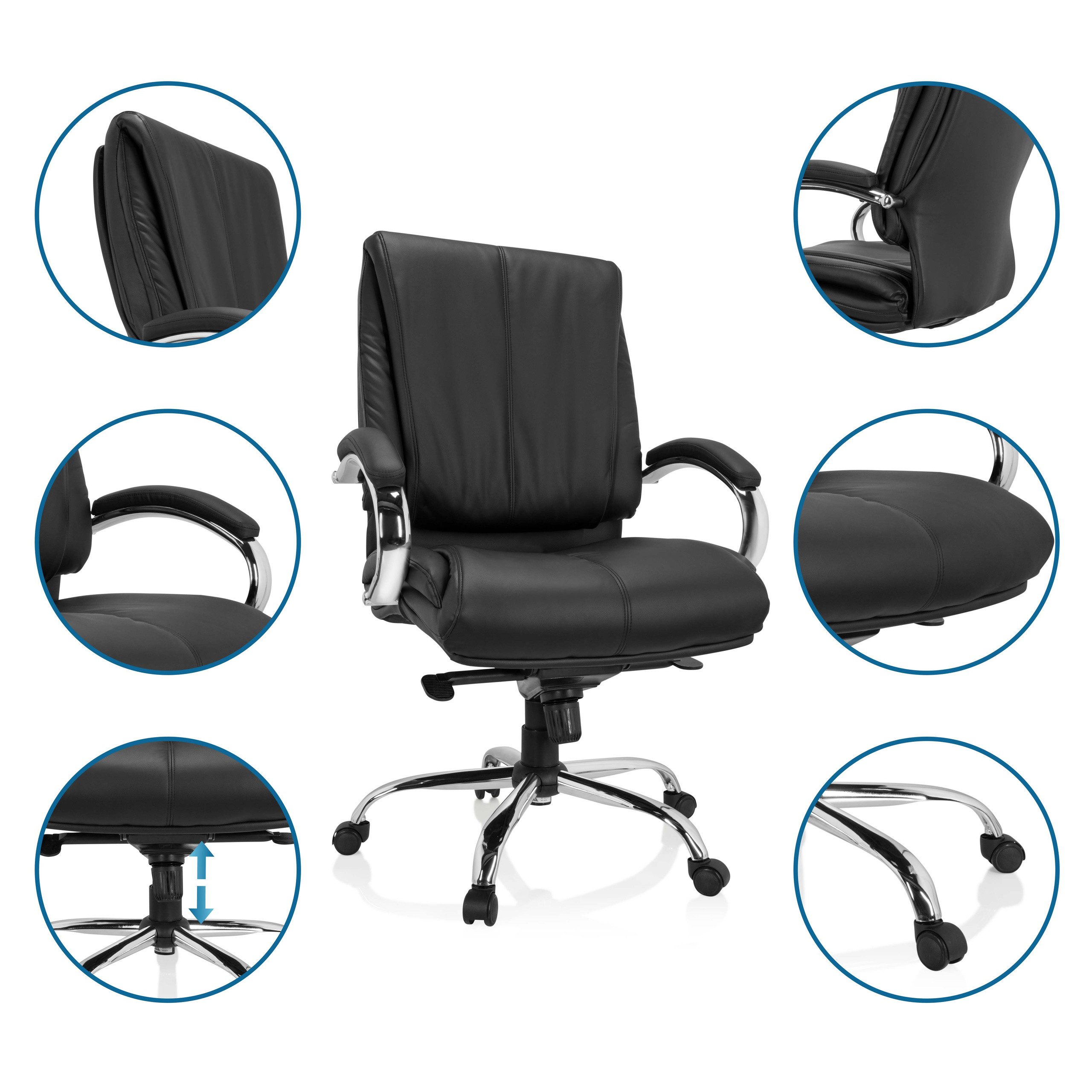 hjh OFFICE Drehstuhl XXL Drehstuhl Xxl H 100 Kunstleder mit Armlehnen (1 St), XXL Chefsessel Bürostuhl ergonomisch