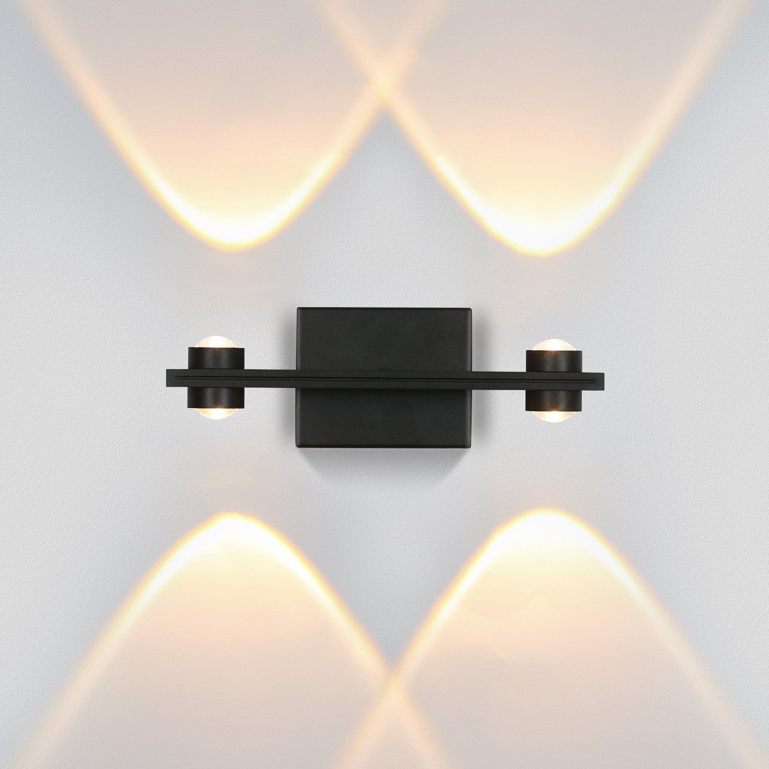 ZMH LED Wandleuchte innen Wandlampe Modern Wohnzimmer Wandbeleuchtung 3000K, Warmweiss Schwarz