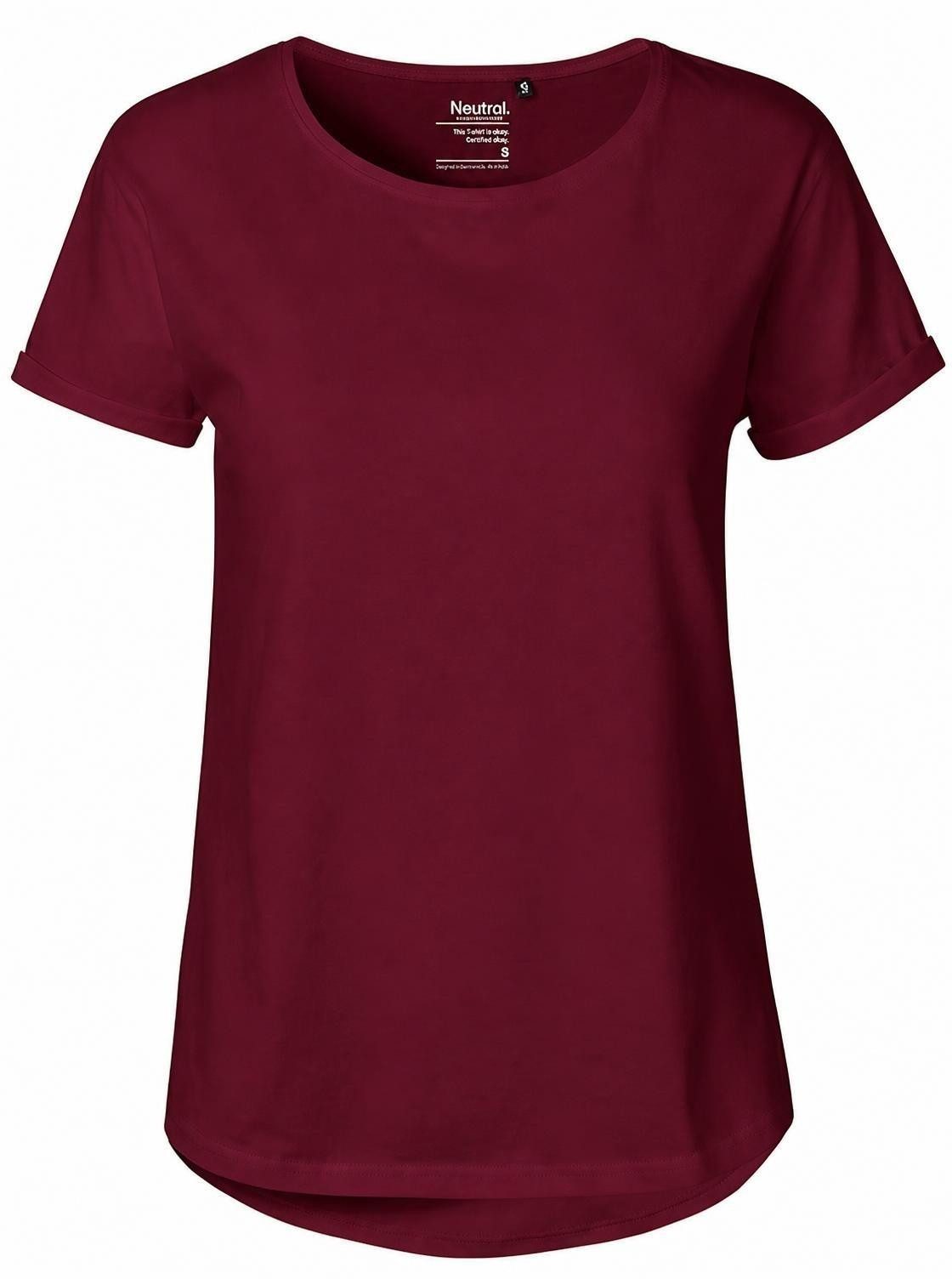 Neutral Rundhalsshirt Damen Roll Up Sleeve T-Shirt / Single Jersey Strick