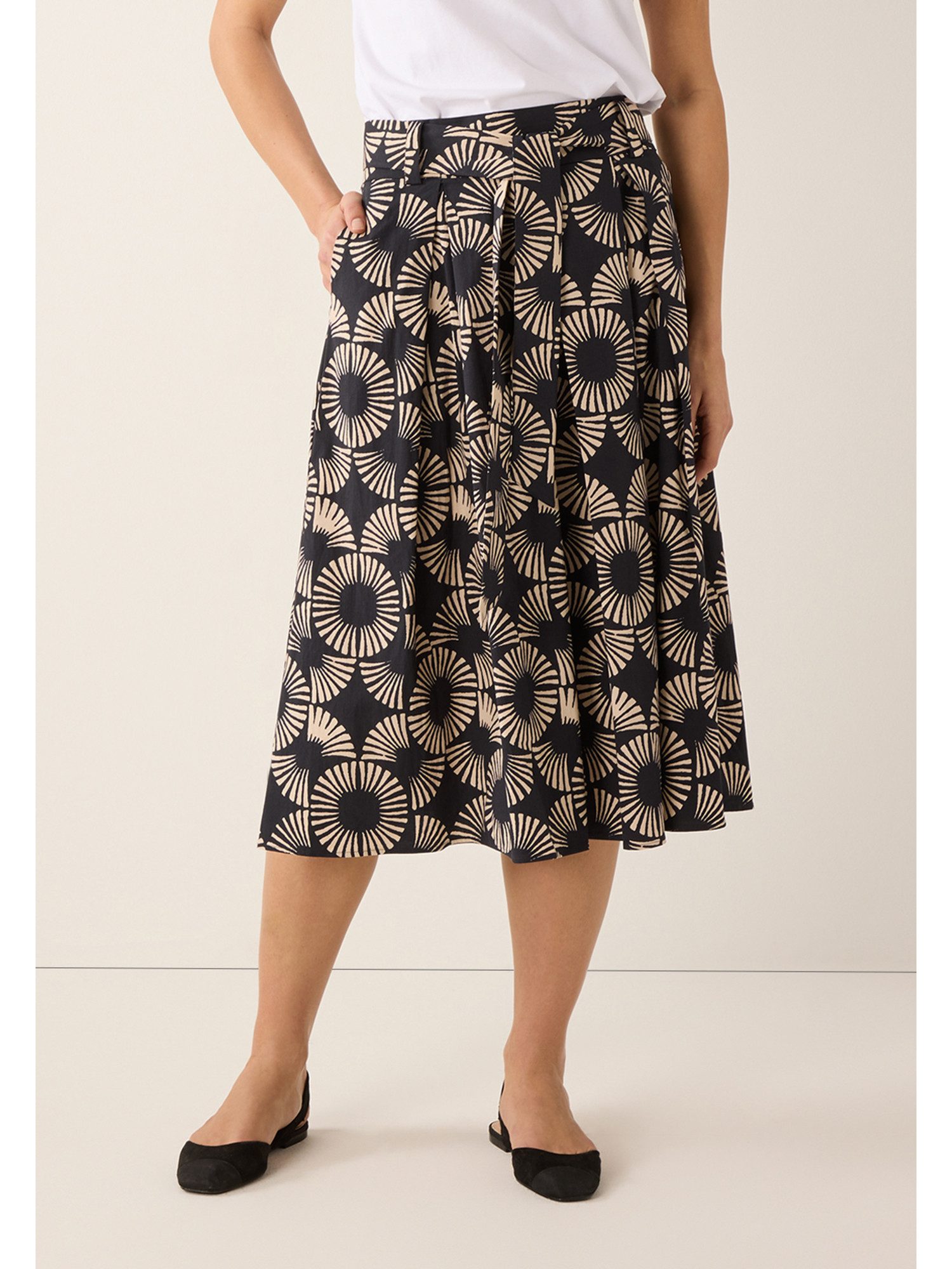 MORE&MORE A-Linien-Rock Baumwollrock mit Print günstig online kaufen