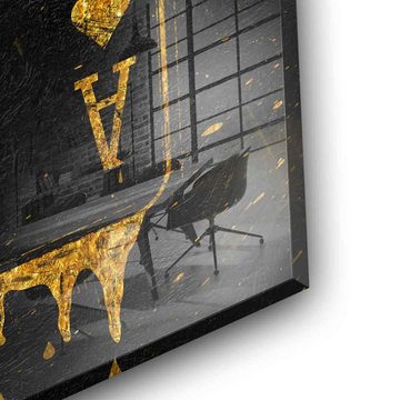 DOTCOMCANVAS® Acrylglasbild, Blattgoldbild, Elegant, Gold, Goldbild, Hochkant, Schwarz