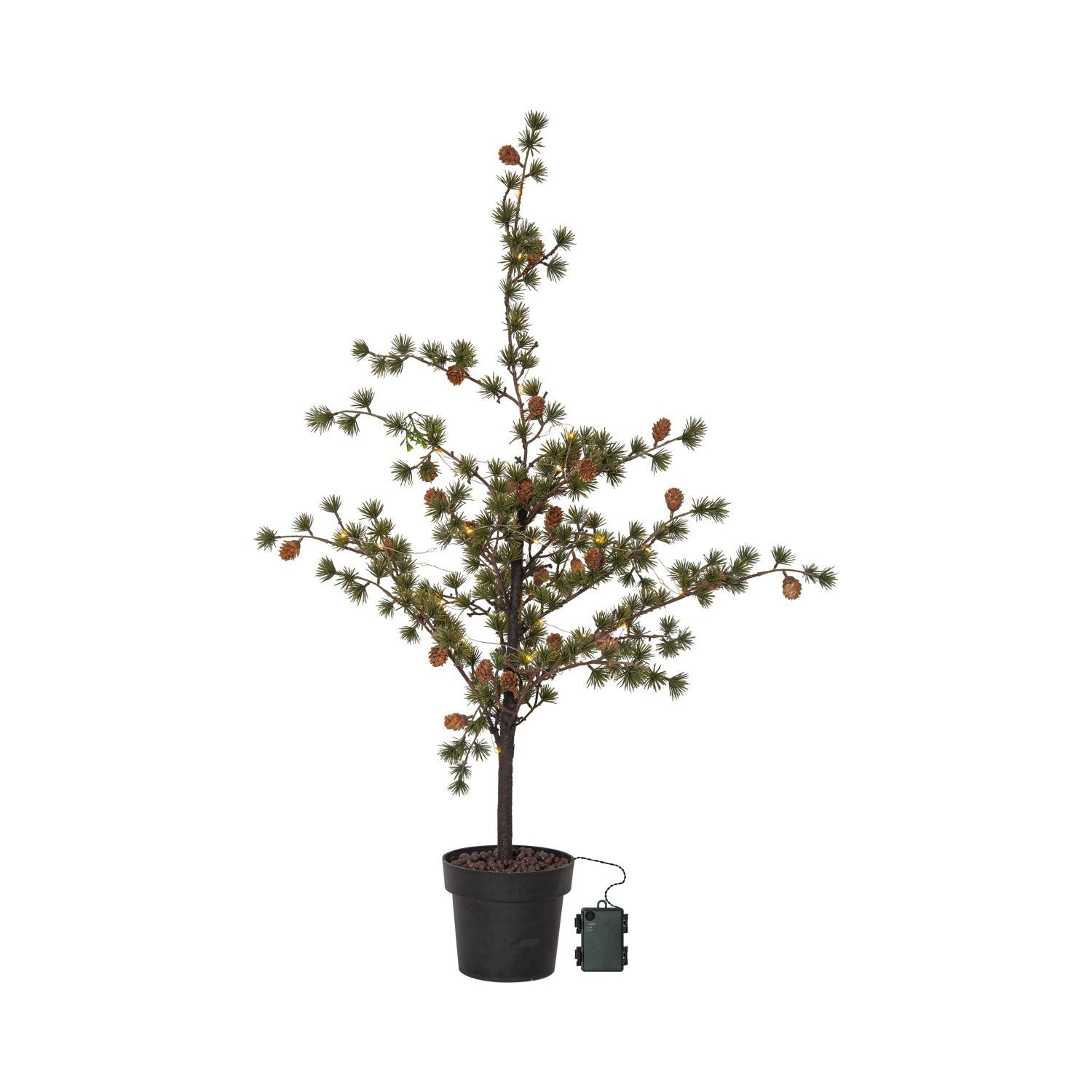 STAR TRADING LED Dekolicht Dekobaum Larix, Outdoor Deko-Bäumchen,Larix', Kunstbaum im Topf, 40 LEDs, Batterien +