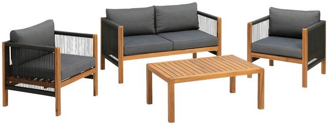 GREEMOTION Loungeset Abaco, 12-tlg., 2er Sofa, 2 Sessel, Tisch 100x90 cm, Akazienholz