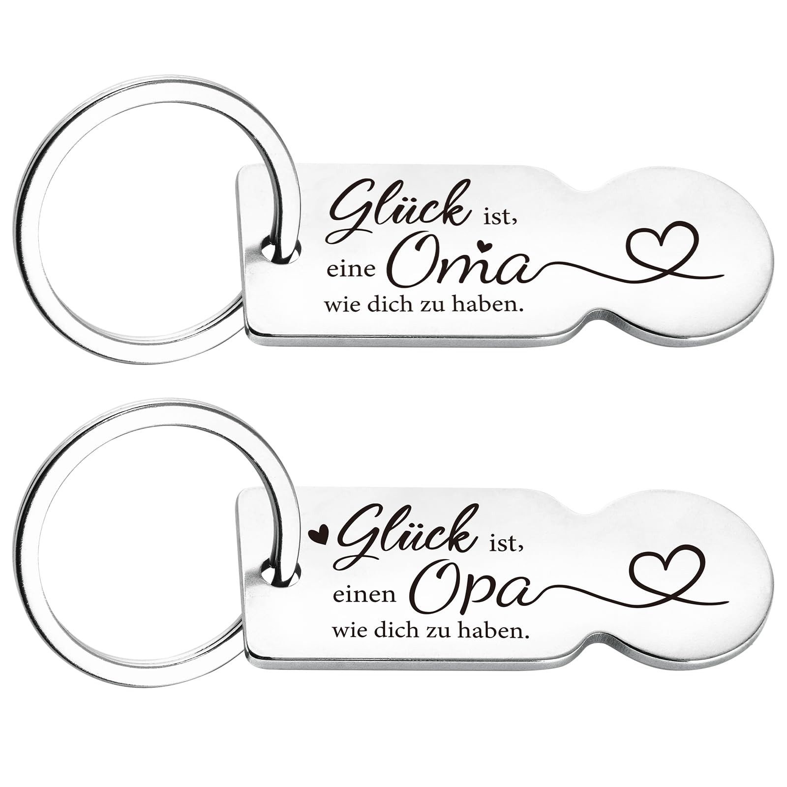 FOUORTUNATE-BEE Schlüsselanhänger Geschenk für Oma Opa Schlüsselanhänger Großeltern Geschenk (Glück ist einen Opa/eine Oma wie dich zu haben, Einkaufswagenlöser Abziehbar Einkaufswagen Chips)