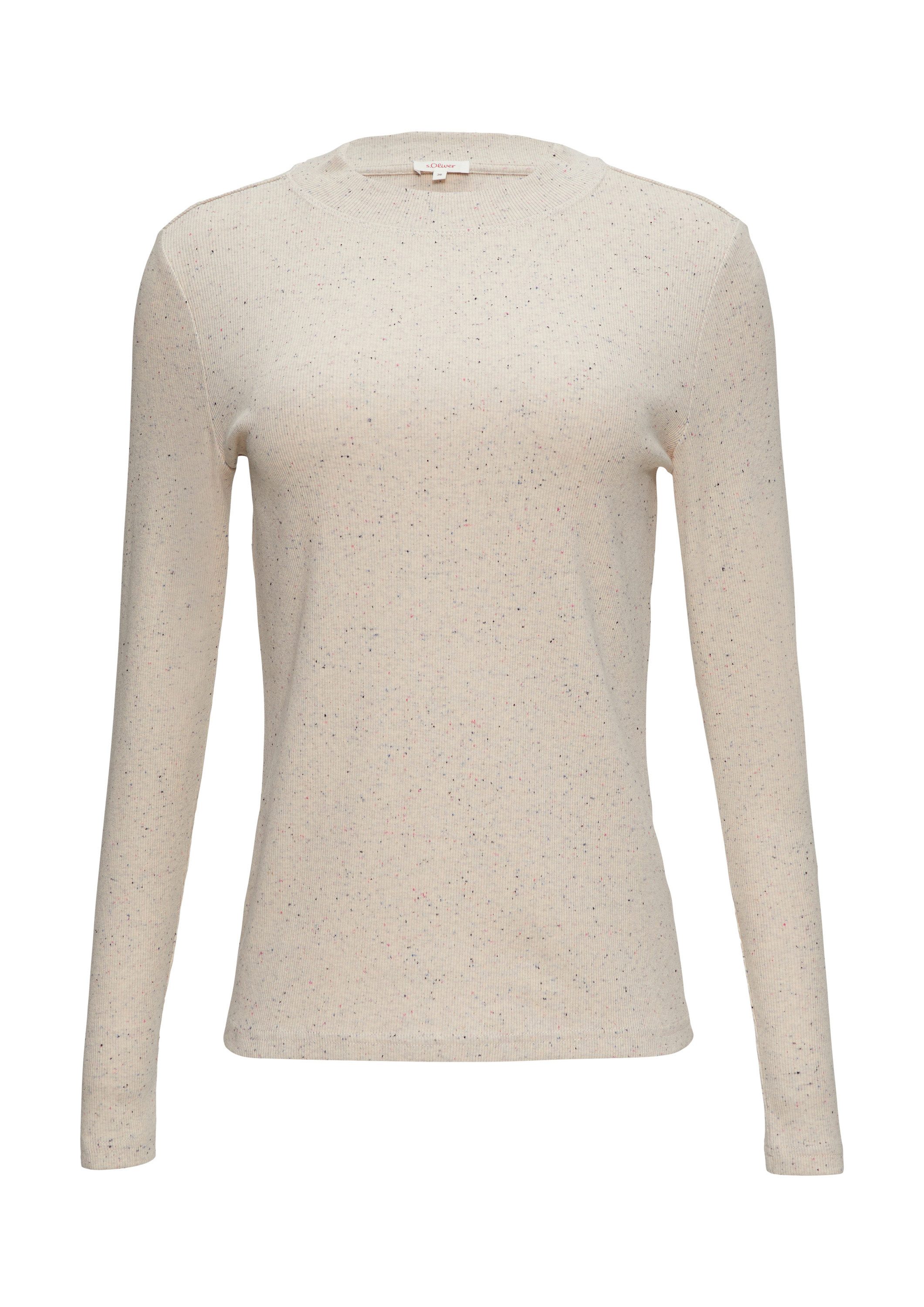 s.Oliver Langarmshirt T-Shirt Geripptes Jerseyshirt aus Effektgarn