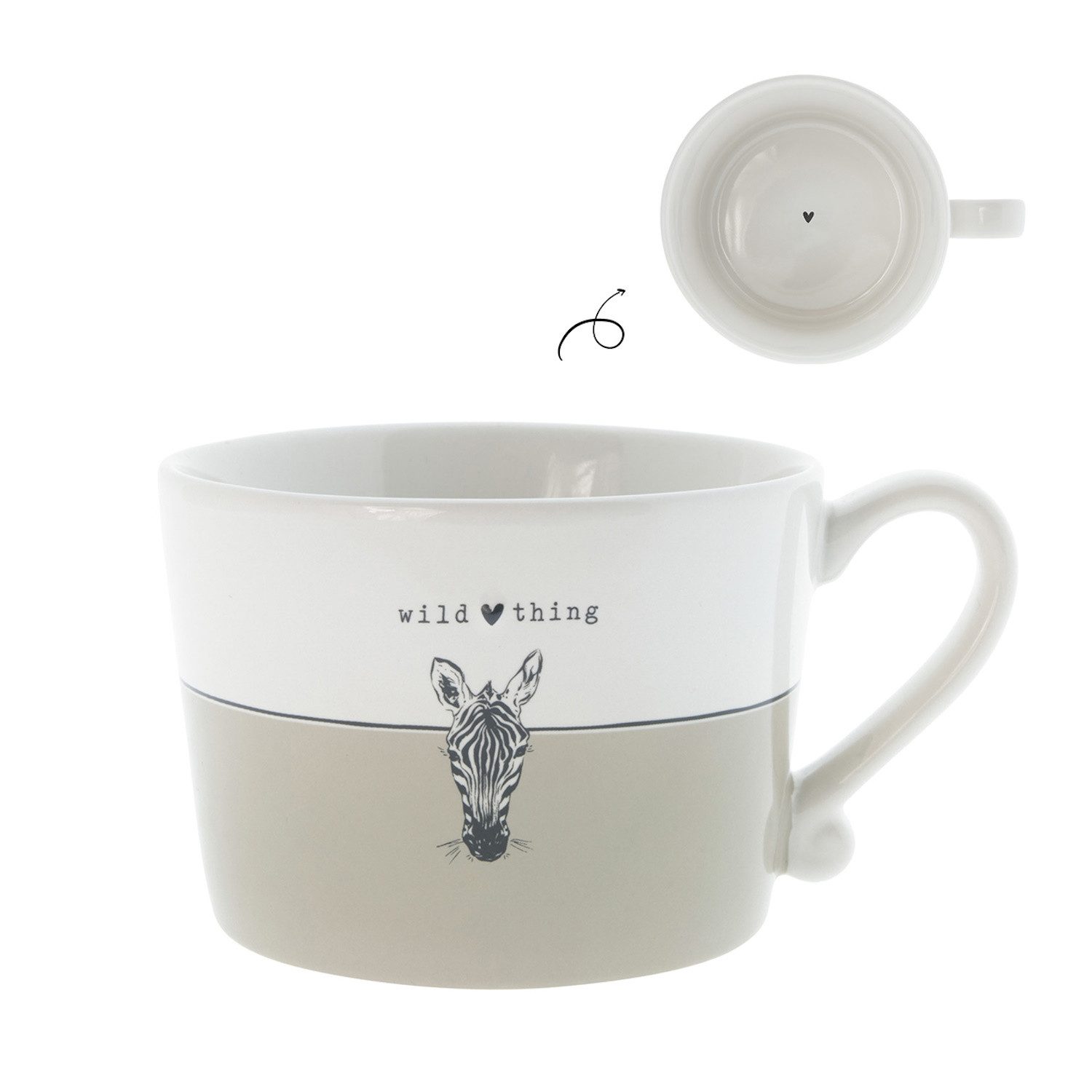 Bastion Collections Tasse Beige Titan, Keramik, Spülmaschinengeeignet, Weiß, Zebra, H: 7cm