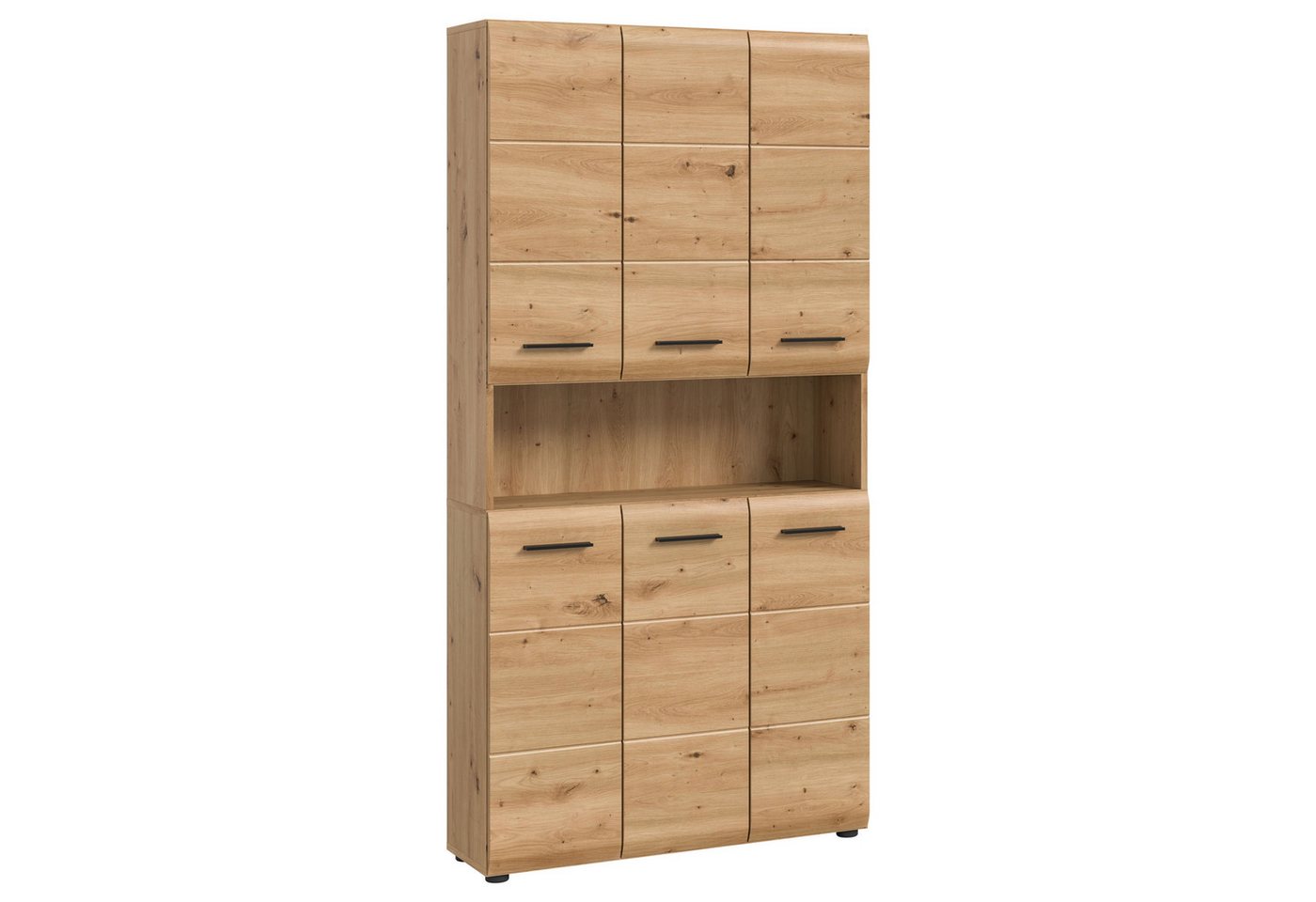 furnling Mehrzweckschrank Hochschrank Ivy (1-St) 1 offenes Fach, 6 Türen, 12 Fächer, Höhe 185 cm, Artisan Oak