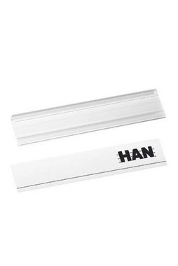 HAN Etiketten HAN 10 Beschriftungsschilder mit Clip (transparent), Maße: 6 cm x 1,3 cm