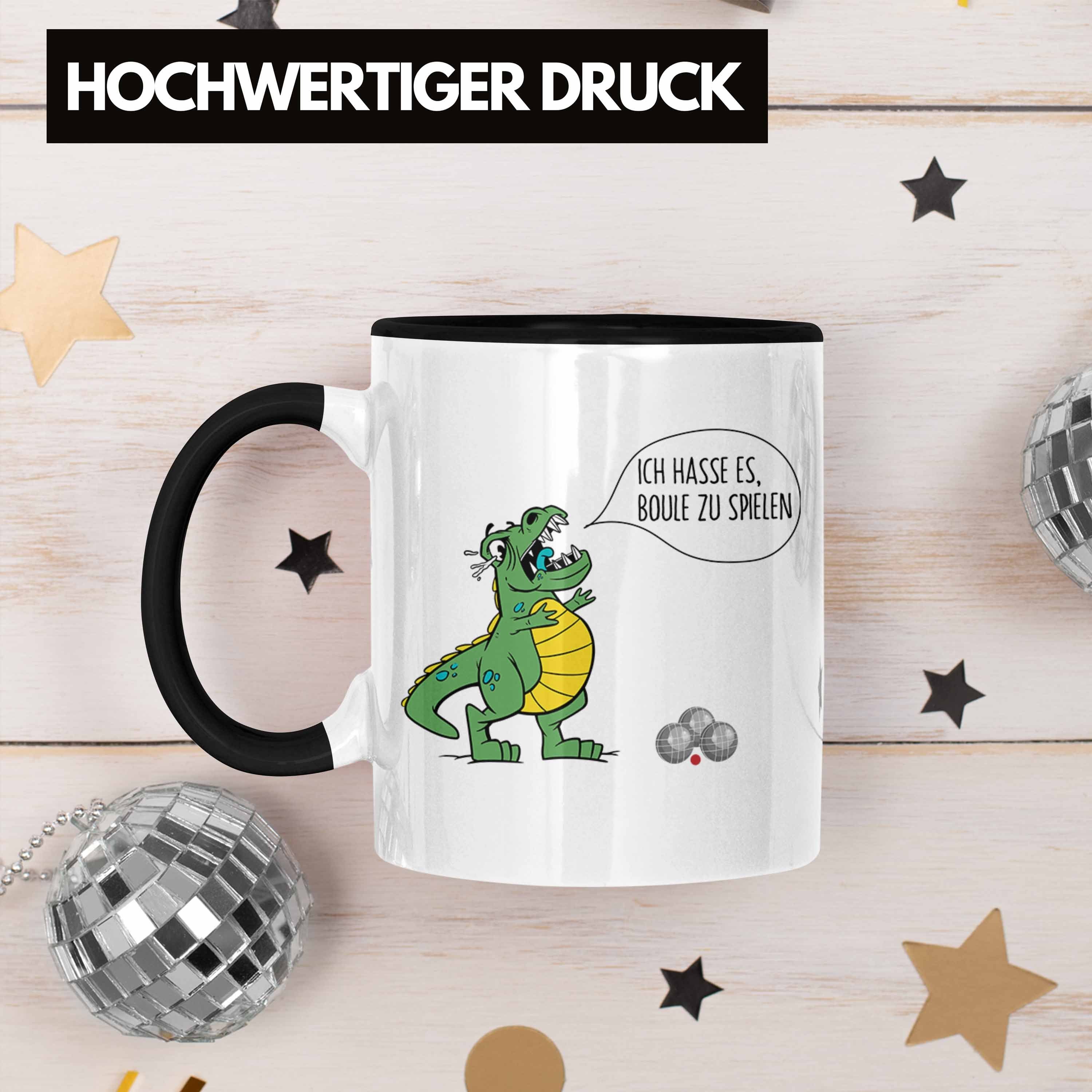 Ich Tasse Geschenk Dino Boule-Spieler Trendation T-Rex Tasse Boule Spruch Schwarz Geschenkidee