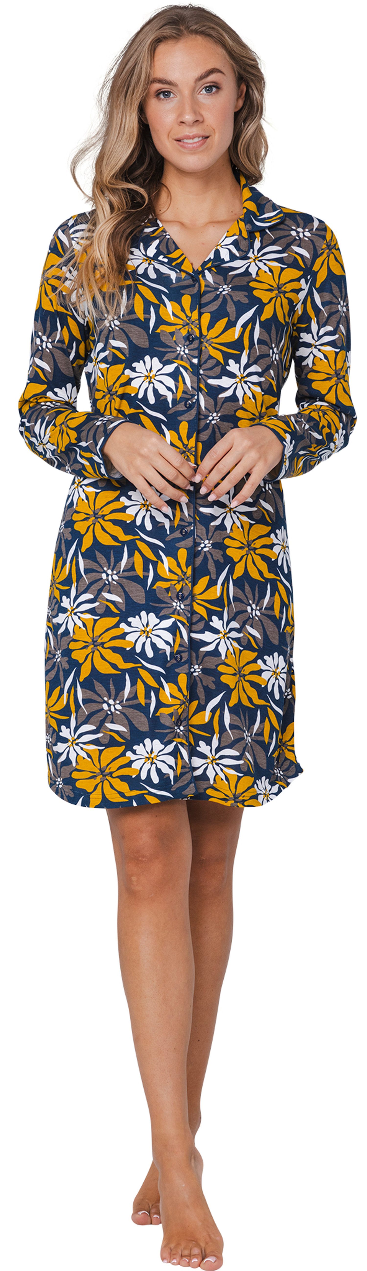 Pastunette Nachthemd Damen Schlafshirt Langarm geknöpft (1-tlg) Modisches Design