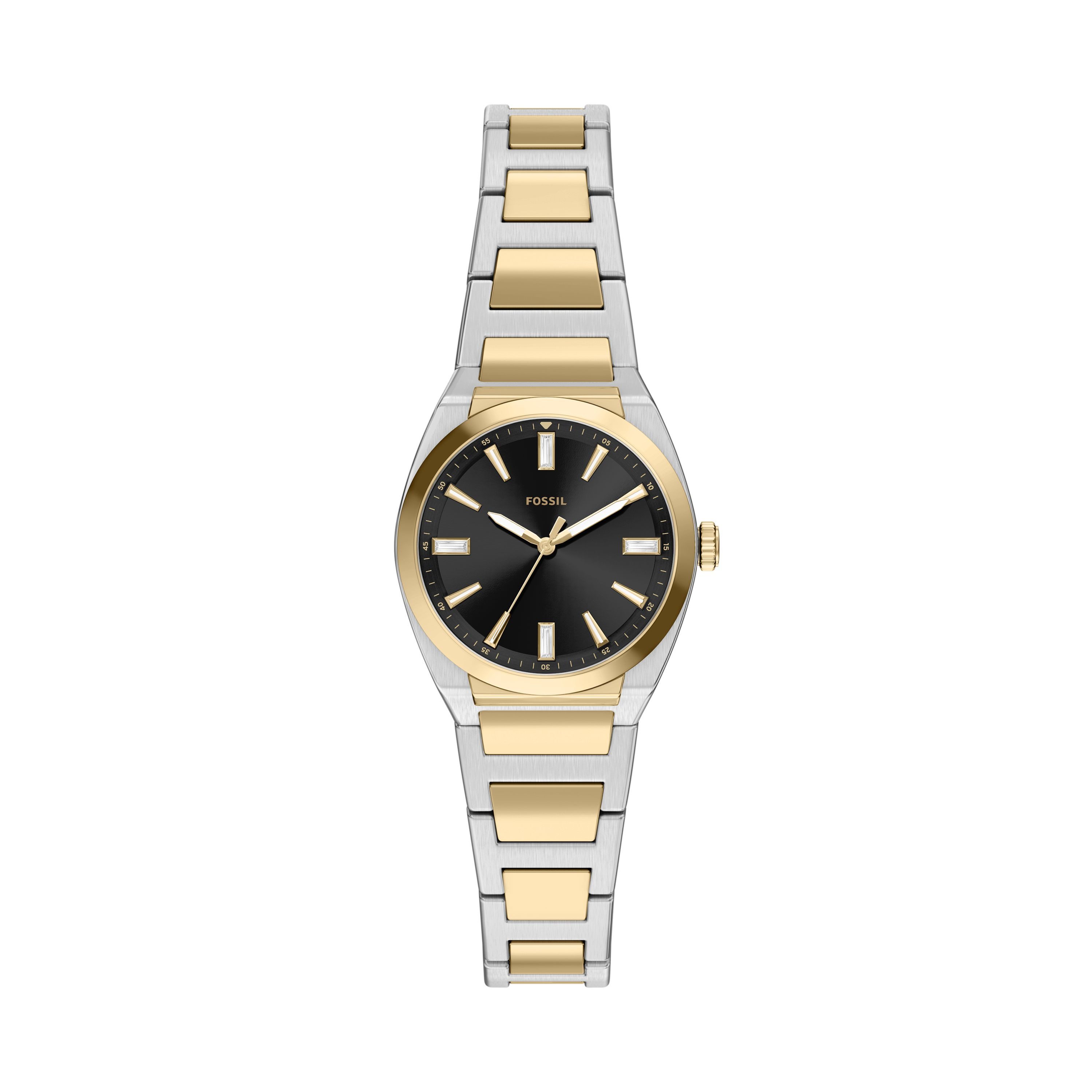 Fossil Quarzuhr Everett ES5495, Armbanduhr, Edelstahlarmband, analog, Glassteine