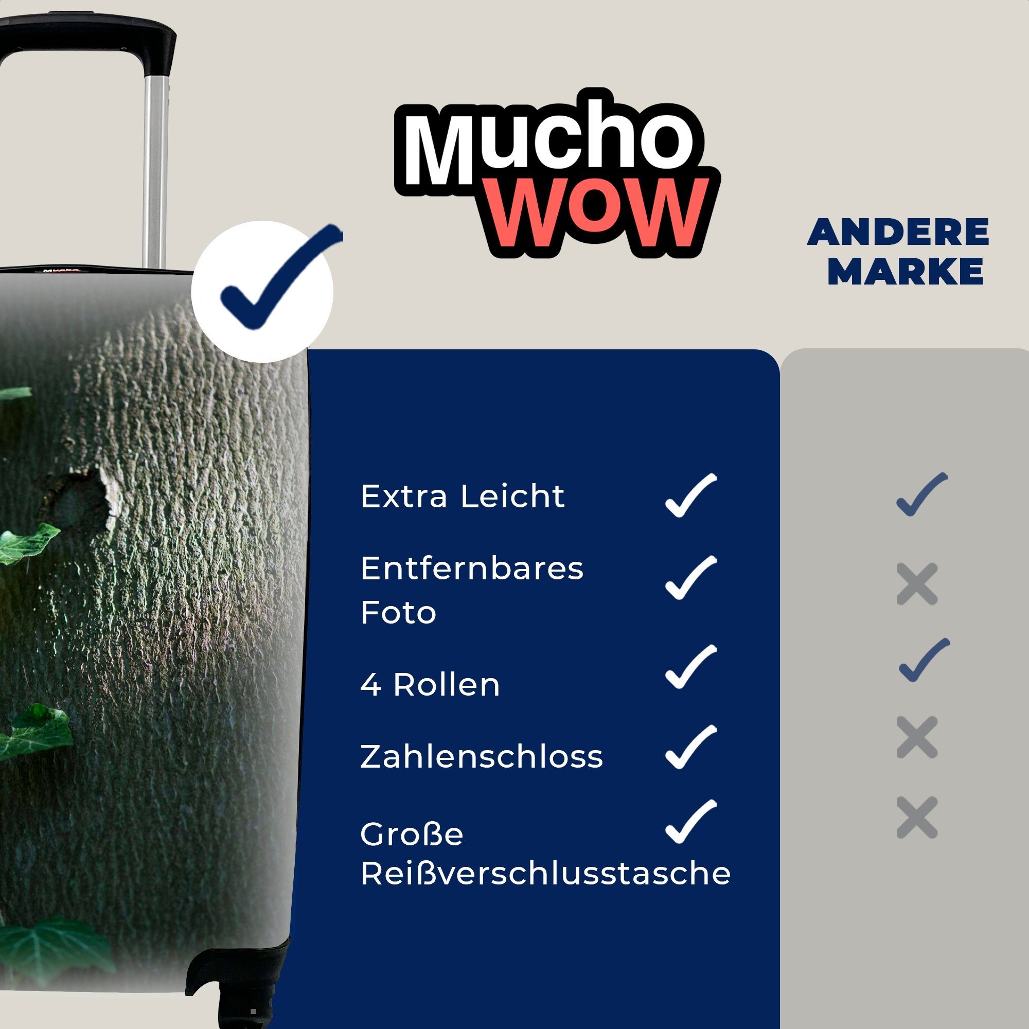 MuchoWow Handgepäckkoffer mit 4 für Baum, auf rollen, Reisekoffer Reisetasche klettert Ferien, einen Rollen, Hedera Handgepäck Trolley, junge Eine