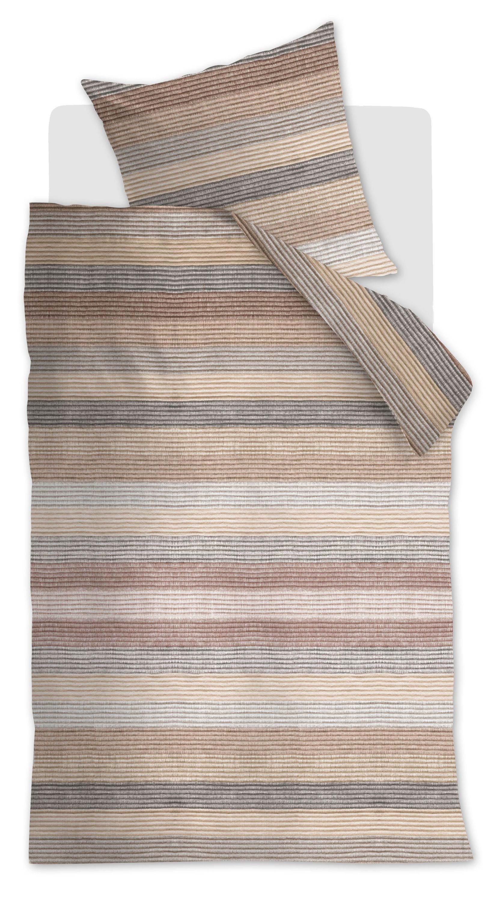 Beddinghouse Bettwäsche Satin, Baumwolle, gestreift, braun natur