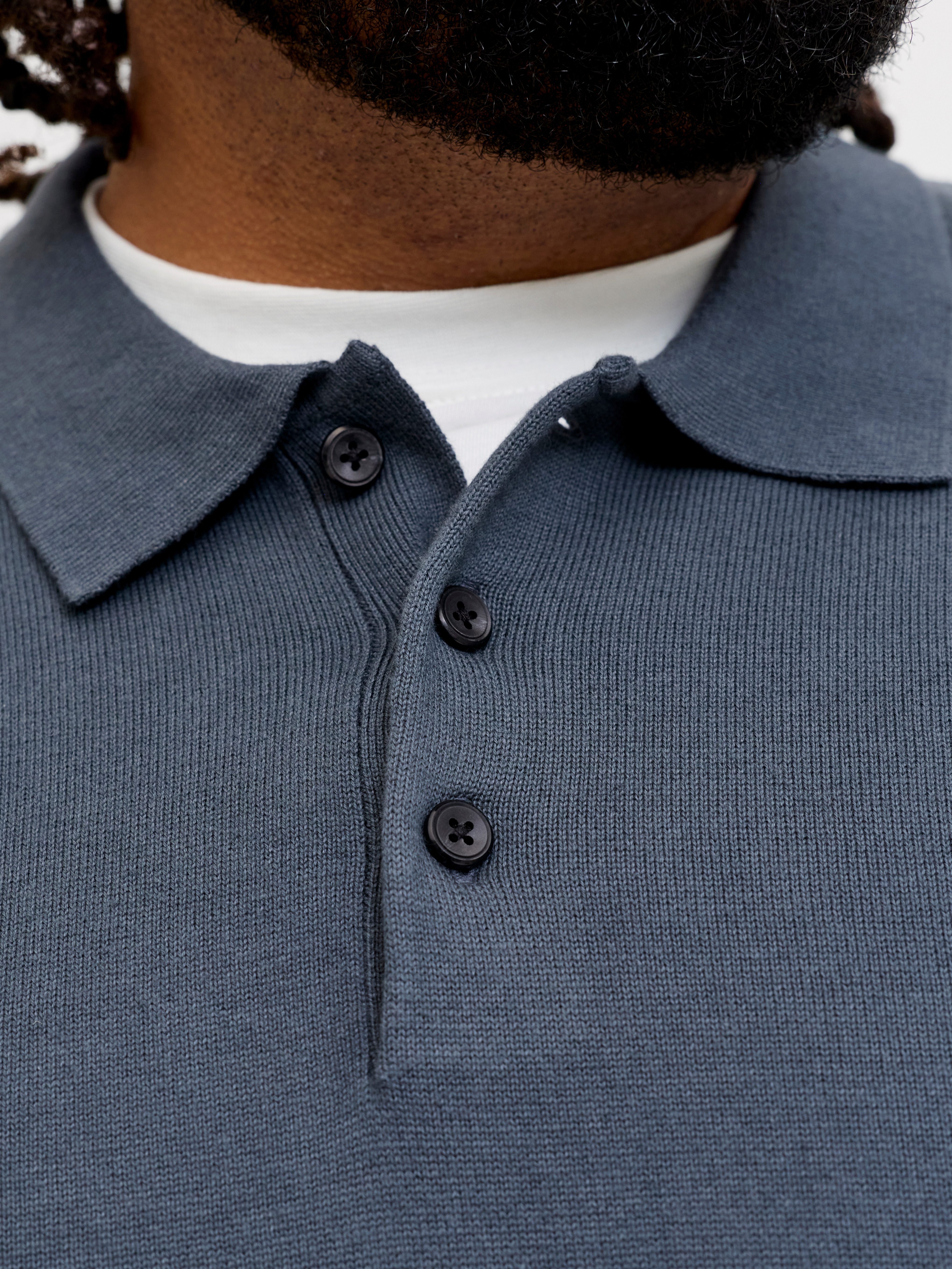 Jack & Jones PlusSize Polokragenpullover JJEBASIC KNIT LS POLO SN PLS Baumwolle, regular fit – Bild 3 von 5