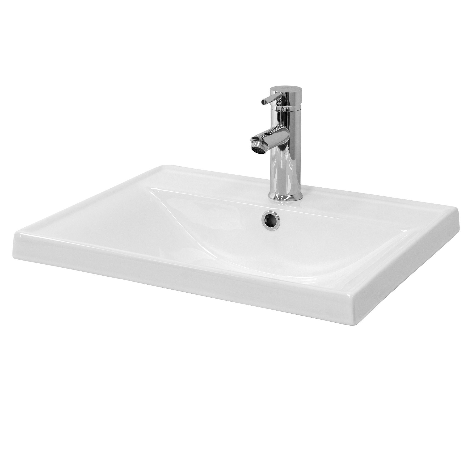 ML-DESIGN Waschbecken Aufsatzwaschbecken Einbauwaschtisch Waschschale  Handwaschbecken, Keramik Weiß 51x15,5x41,5cm Eckig mit Überlauf | Armaturen