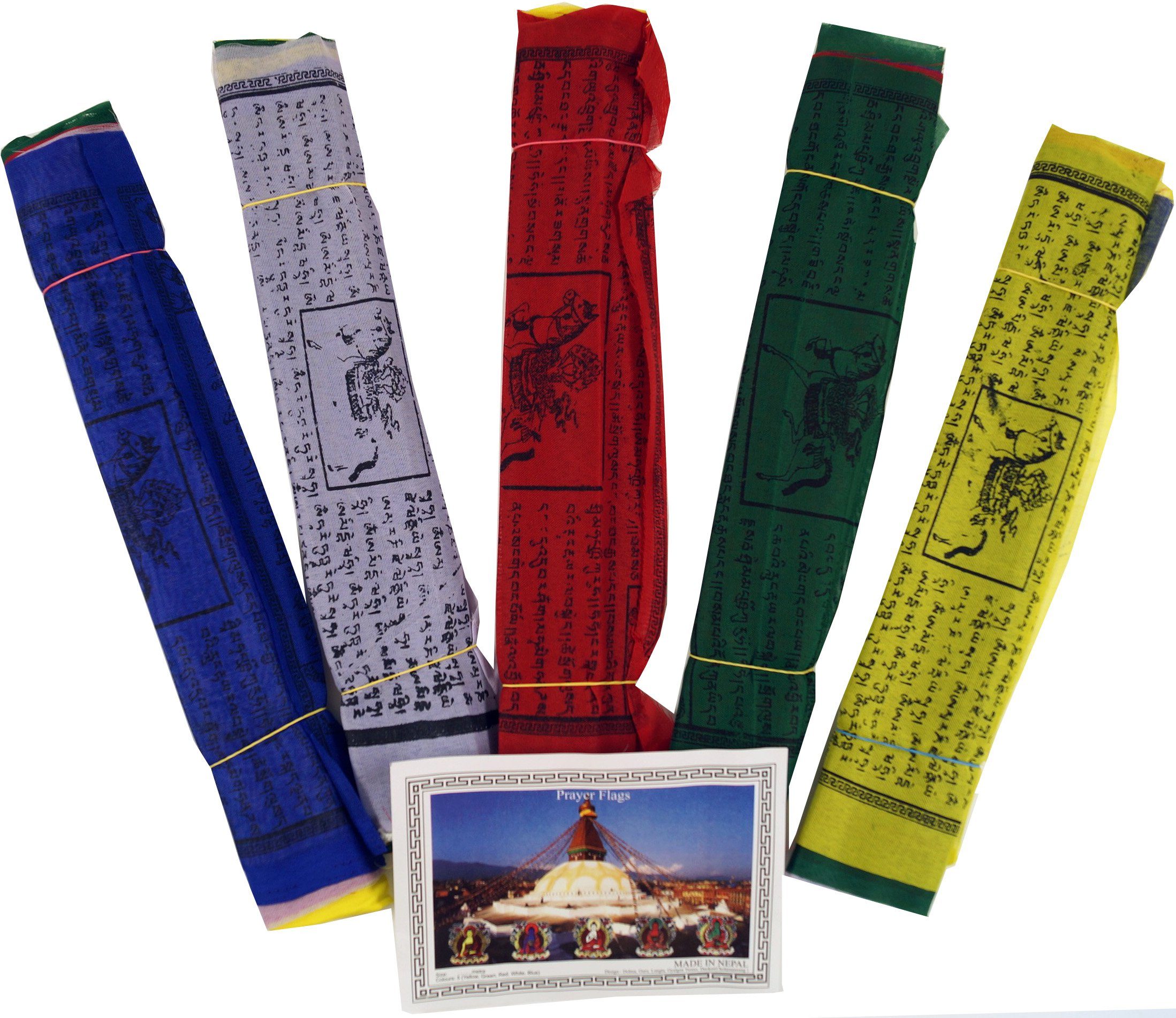 Guru-Shop Wimpelkette Gebetsfahnen (Tibet) 5 Stück Sparpack.. 3,40 m lang (wimpel 13*10 cm) | Partydekoration