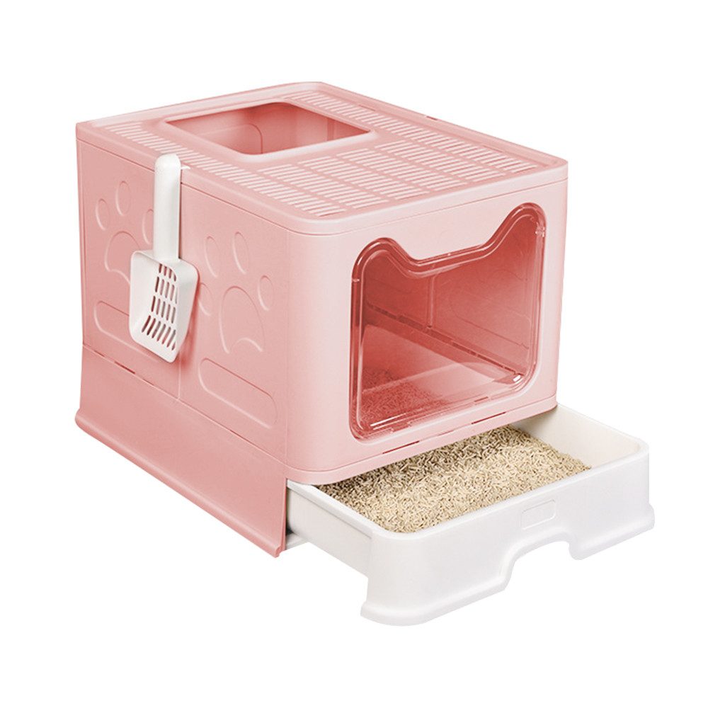 JEOBEST Katzentoilette Katzenklo, Cat Litter Box Schubladensystem & Klappbar, Spritz- und geruchshemmend, leicht zu reinigen, Geschlossenes