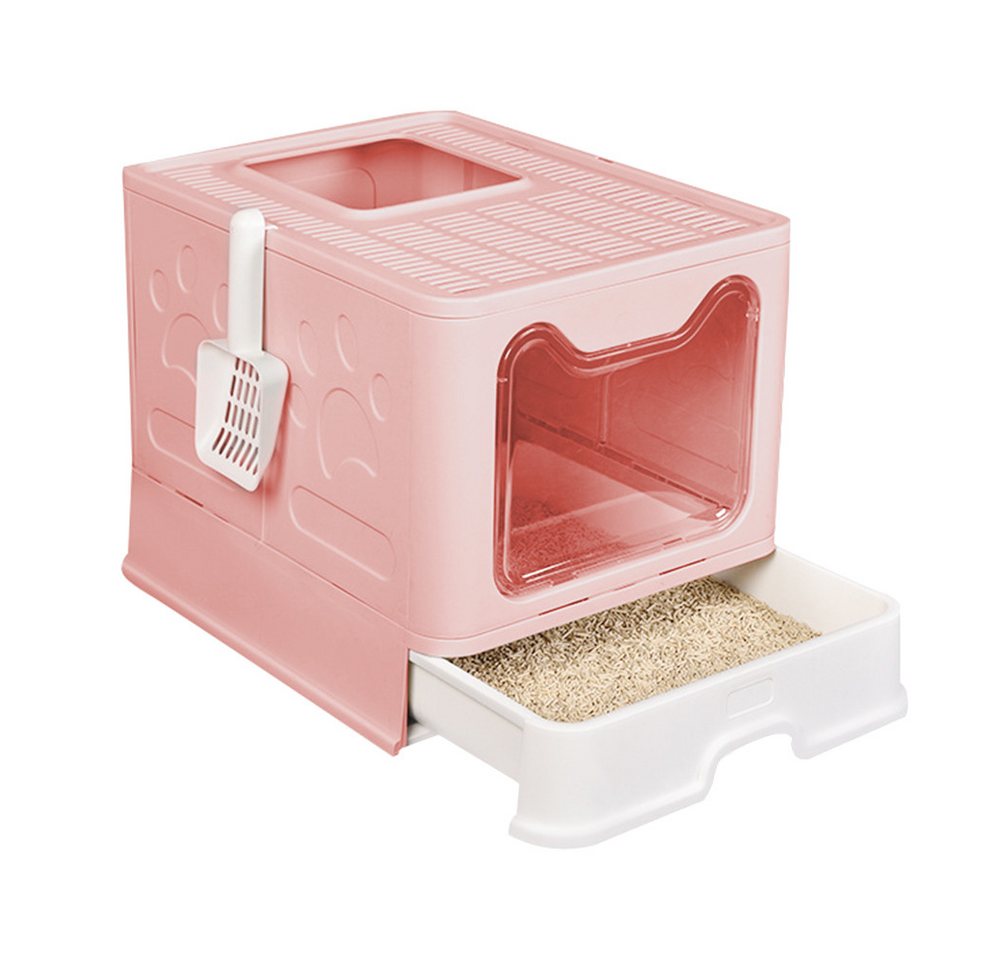 JEOBEST Katzentoilette Katzenklo, Cat Litter Box Schubladensystem & Klappbar, Spritz- und geruchshemmend, leicht zu reinigen, Geschlossenes