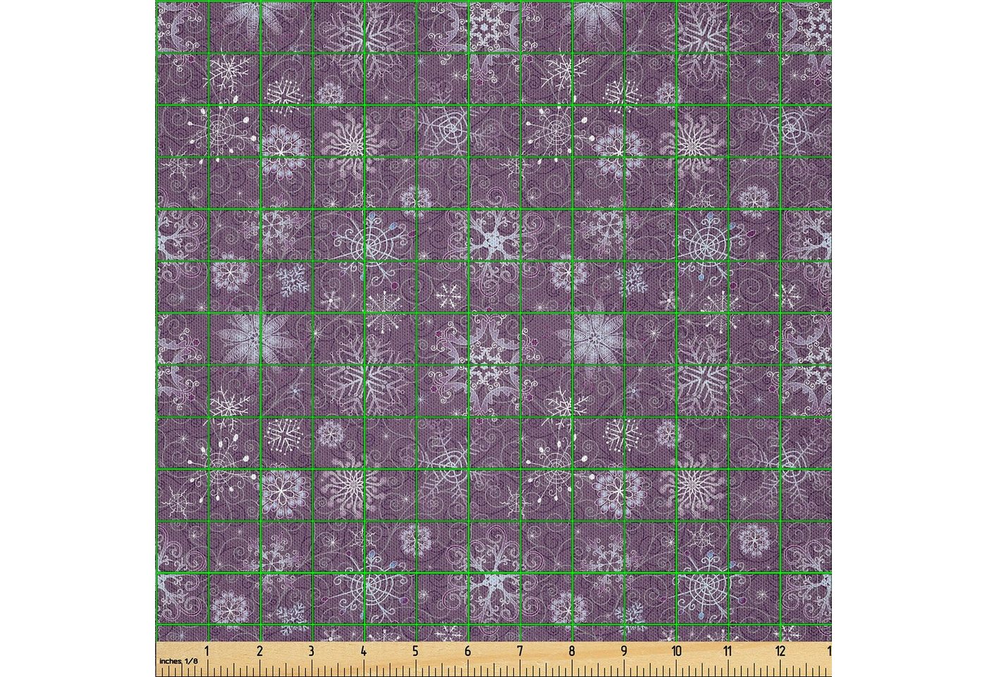 Thumbnail - Abakuhaus Stoff DIY Bastler Stoff für Dekorationszwecke, Aubergine Weihnachten Schneeflocken Floral