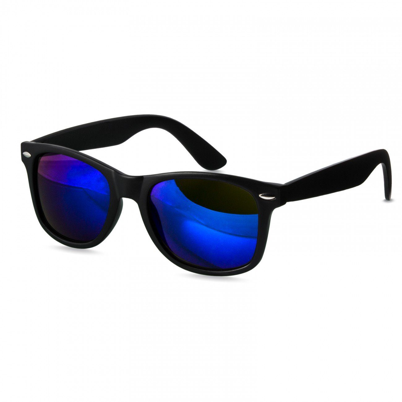 SG017 Sonnenbrille schwarz blau / verspiegelt Caspar RETRO Designbrille matt Damen kpl.
