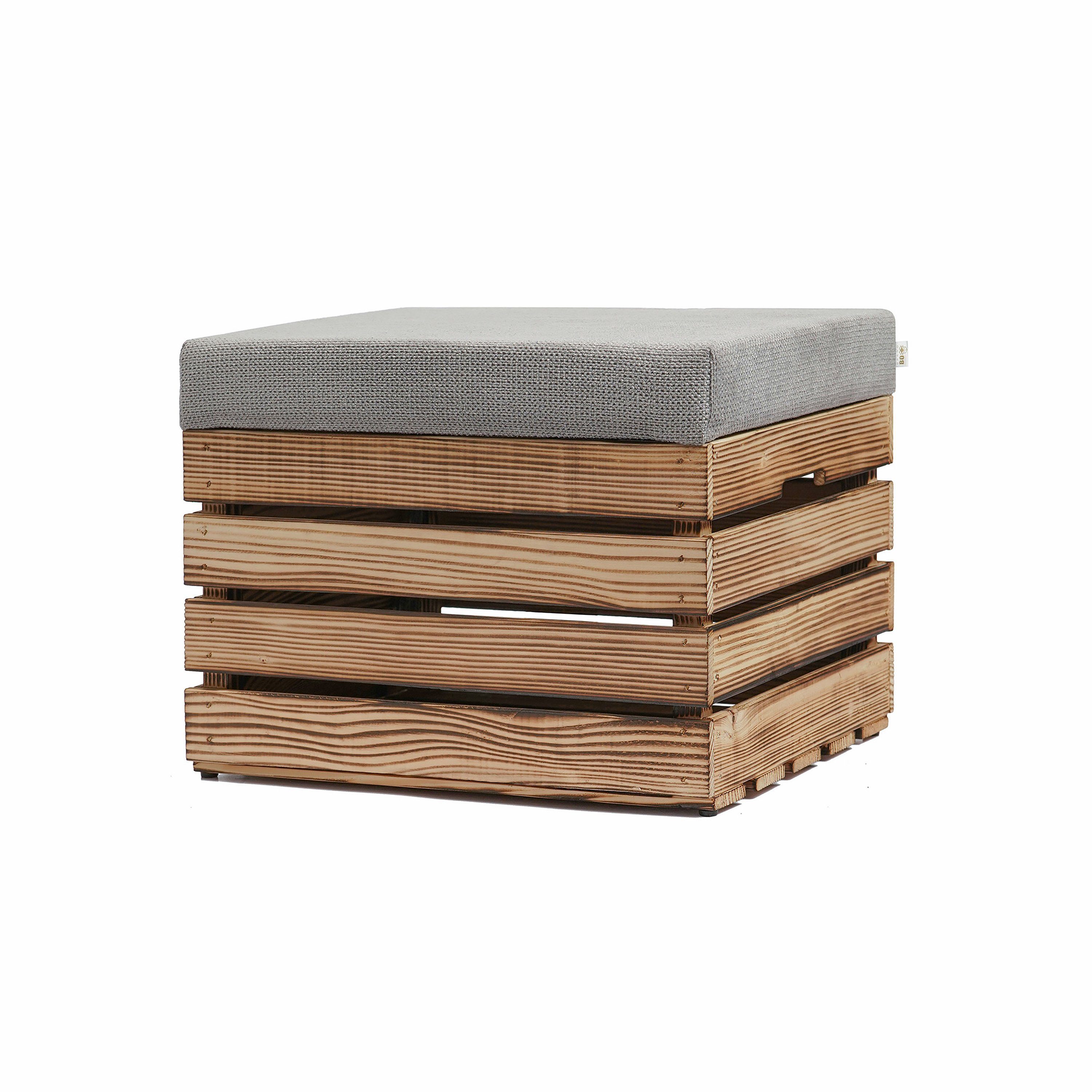 GrandBox Dekokiste Sitzhocker mit Stauraum 37x40x50 mit Polster  geflammt  (1er Set)