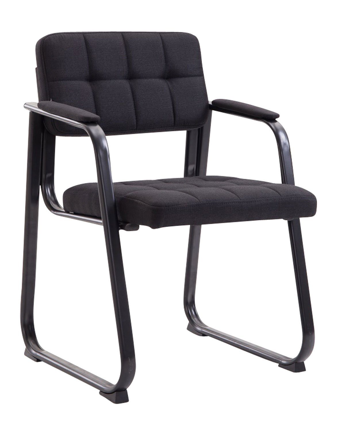 TPFLiving Besucherstuhl Canam mit hochwertig gepolsterter Sitzfläche - Konferenzstuhl (Küchenstuhl - Esszimmerstuhl - Wohnzimmerstuhl), Gestell: Metall matt schwarz - Sitzfläche: Stoff schwarz