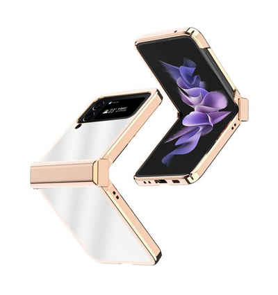 Wigento Handyhülle Für Samsung Galaxy Z Flip4 5G Electroplating Kunststoff Silikon Cover Handy Tasche Hülle Etuis Rose Gold