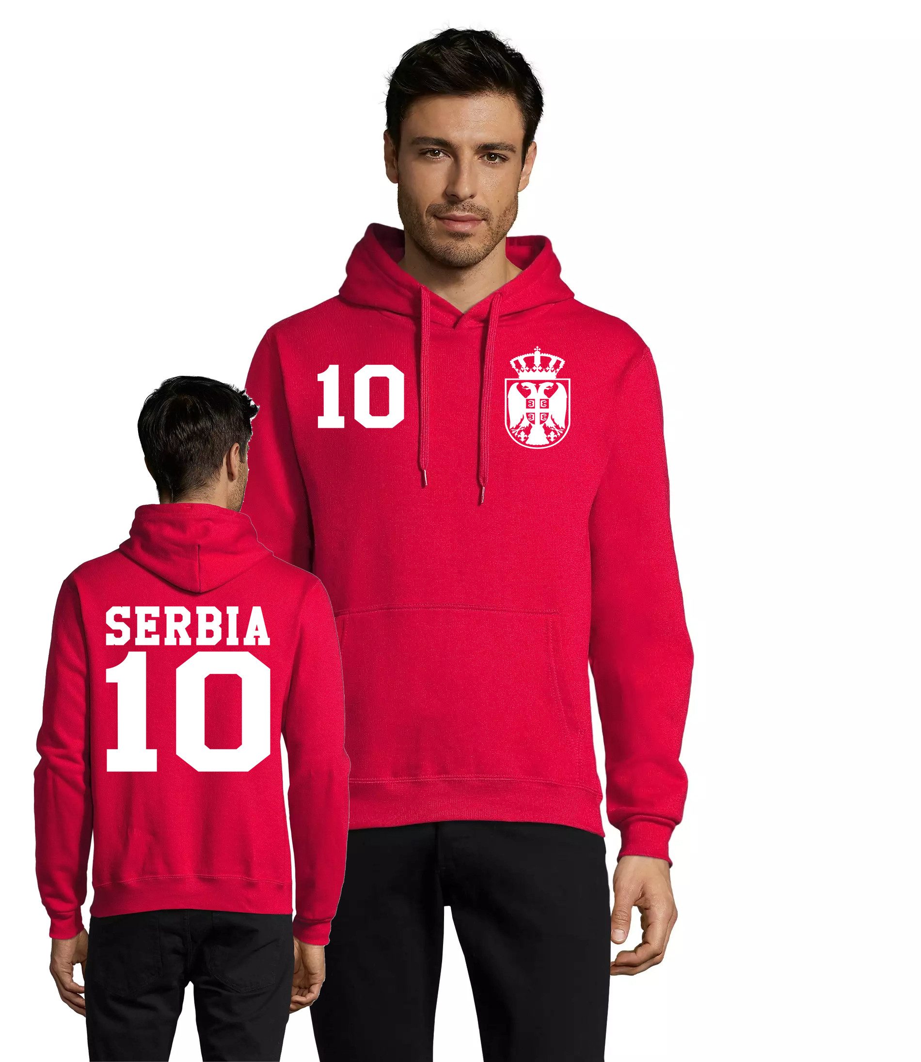 Hoodie Serbien H Hoodie Herren Fußball Fan Hoodie WM EM Streetwear Top