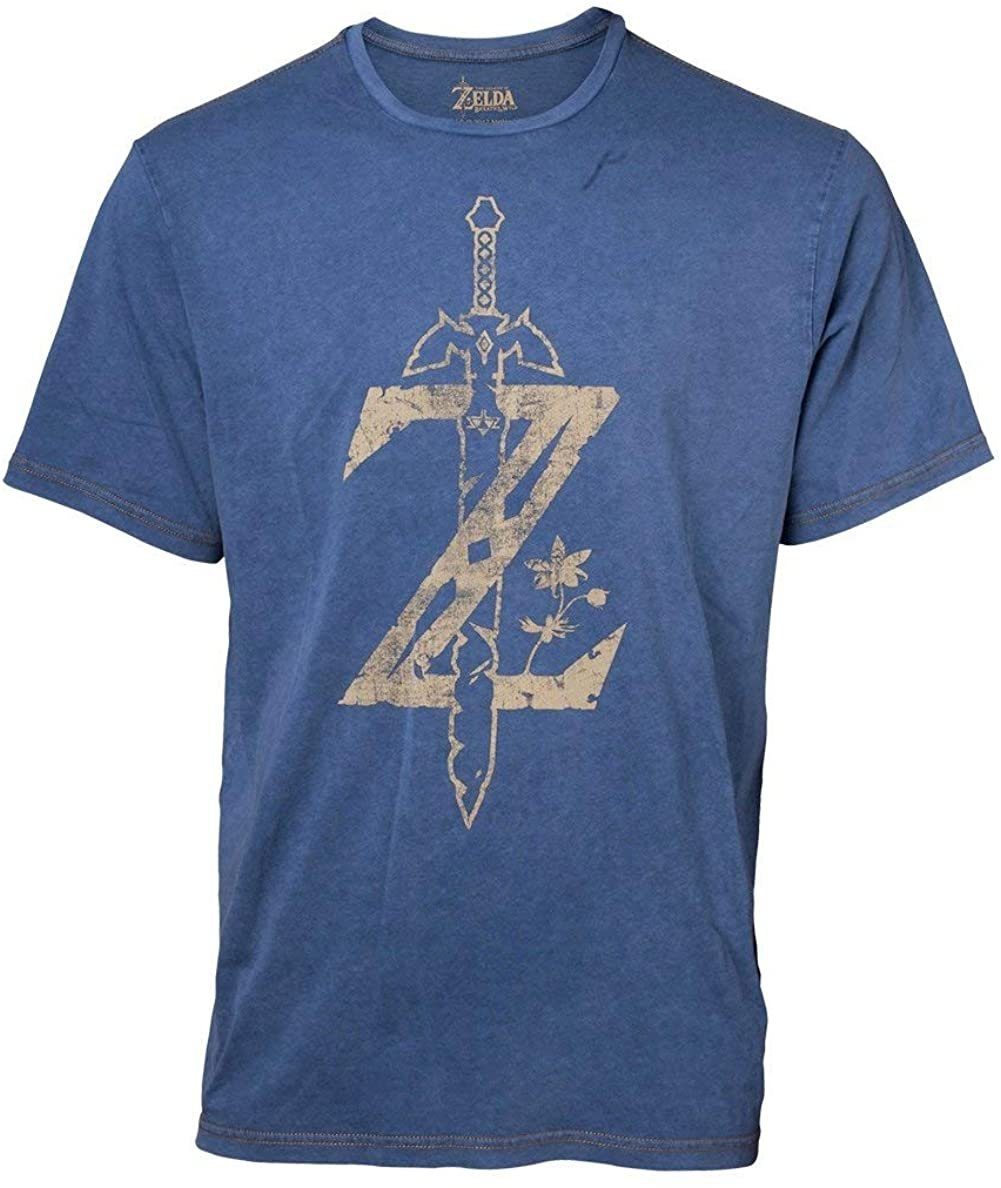 Herren Shirts The Legend of Zelda Print-Shirt Nintendo Legend Zelda Breath of The Wild Men's Z Logo Faux Denim Herren +Jugendlic